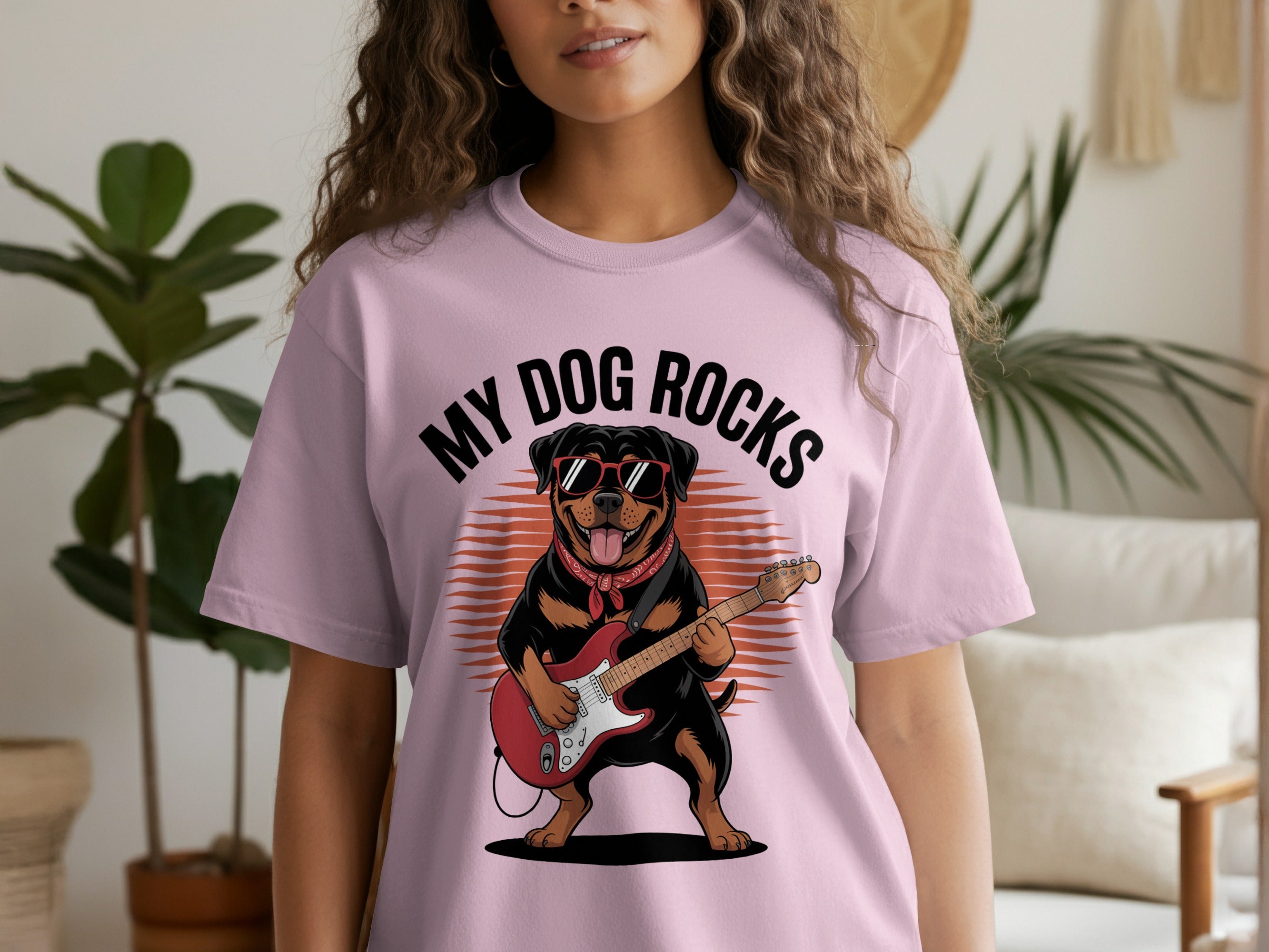My Dog Rocks, Rottweiler Playing Electric Guitar T-shirt