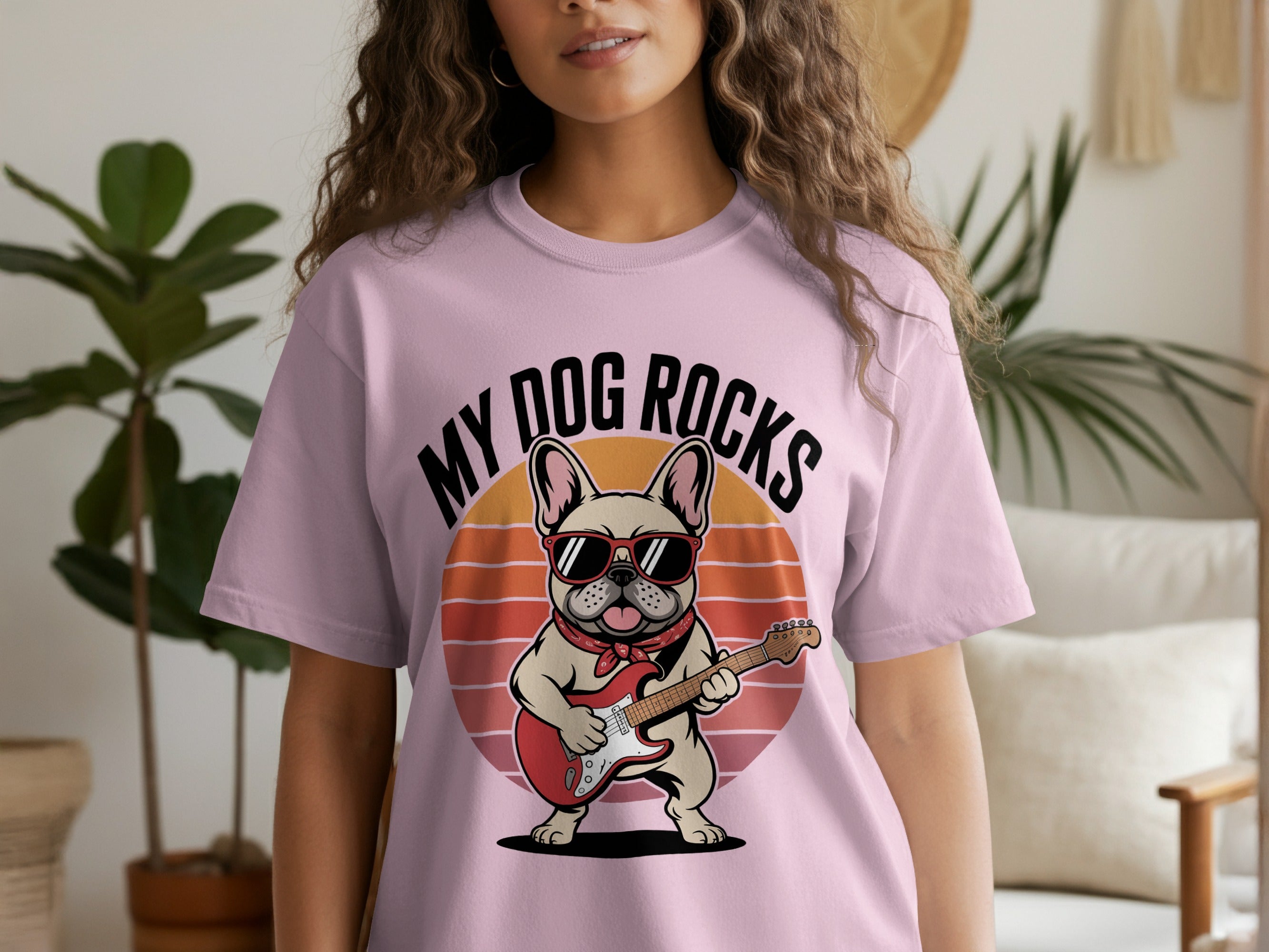 My Dog Rocks, French Bulldog Guitar T-Shirt