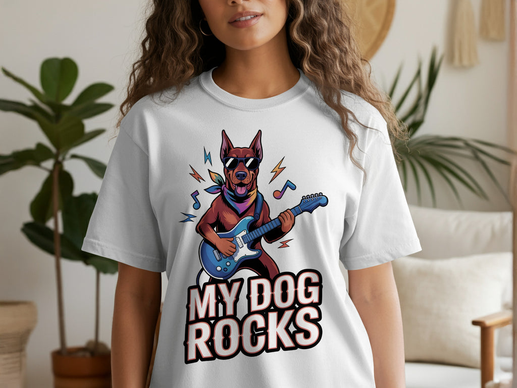 My Dog Rocks T-Shirts, Doberman Pinscher Guitar Tee