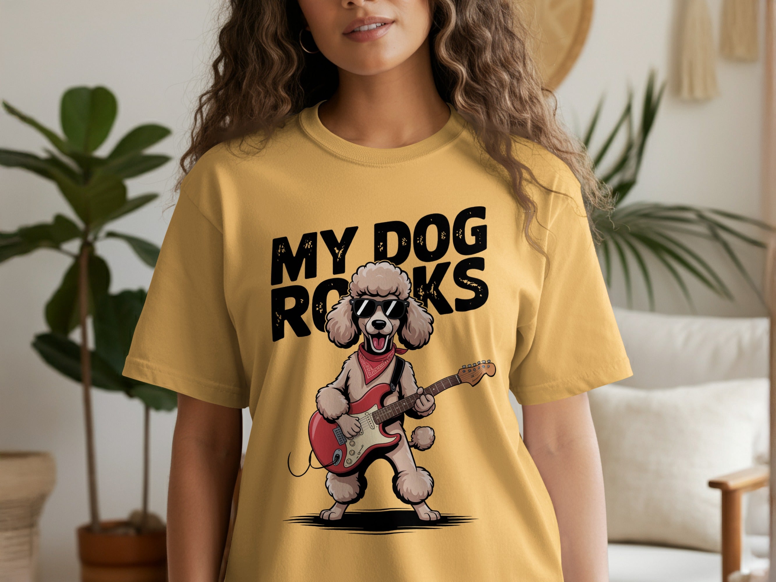 My Dog Rocks, Poodle Guitar T-Shirt