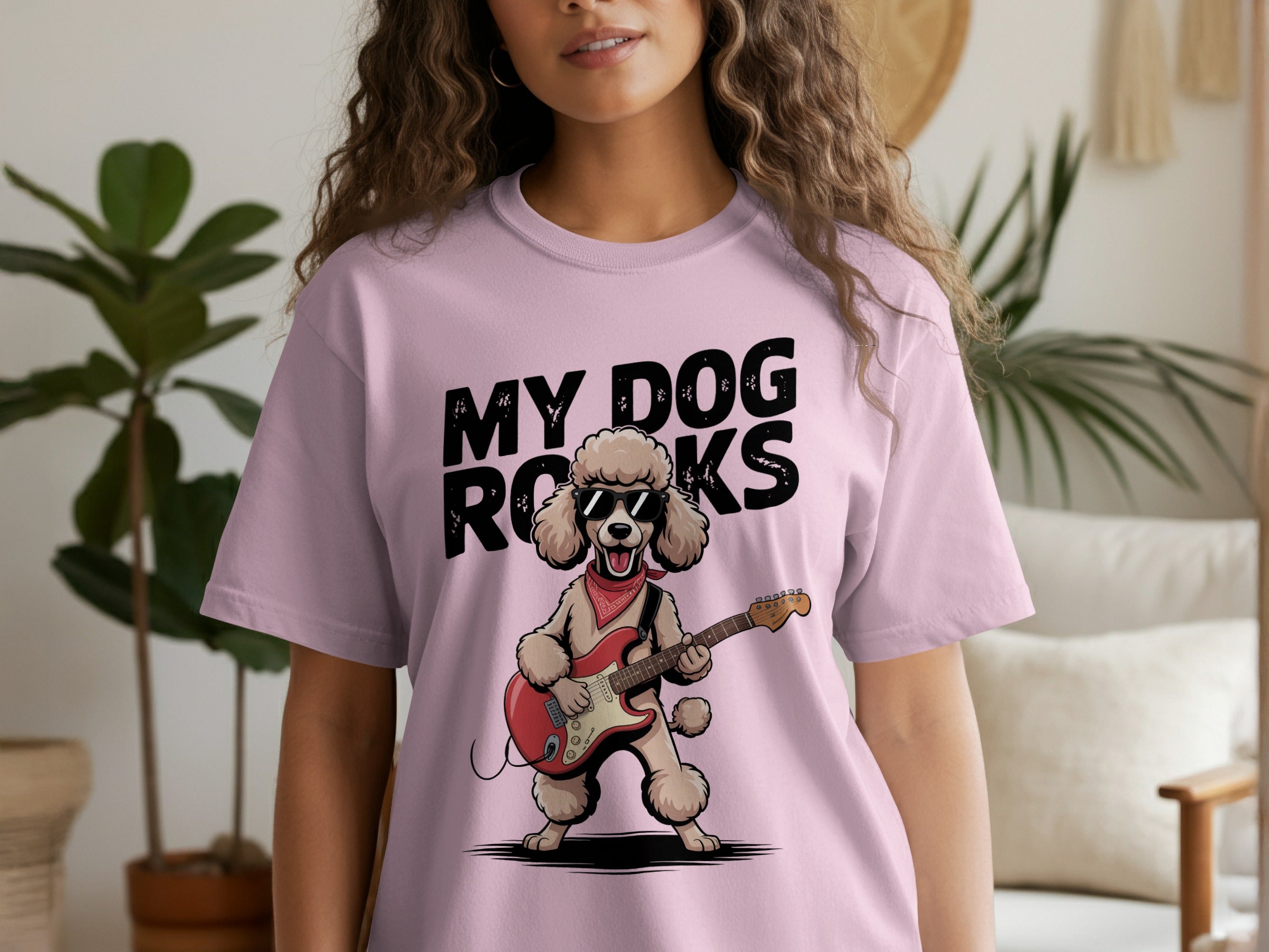 My Dog Rocks, Poodle Guitar T-Shirt
