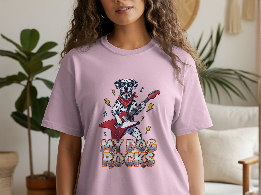 My Dog Rocks T-Shirt, Dalmatian Guitar Tee