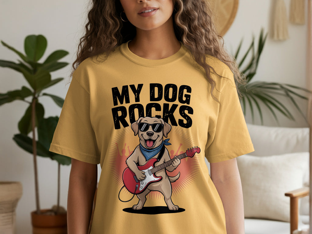 My Dog Rocks T-shirt | Labrador Retriever Playing Guitar Tee