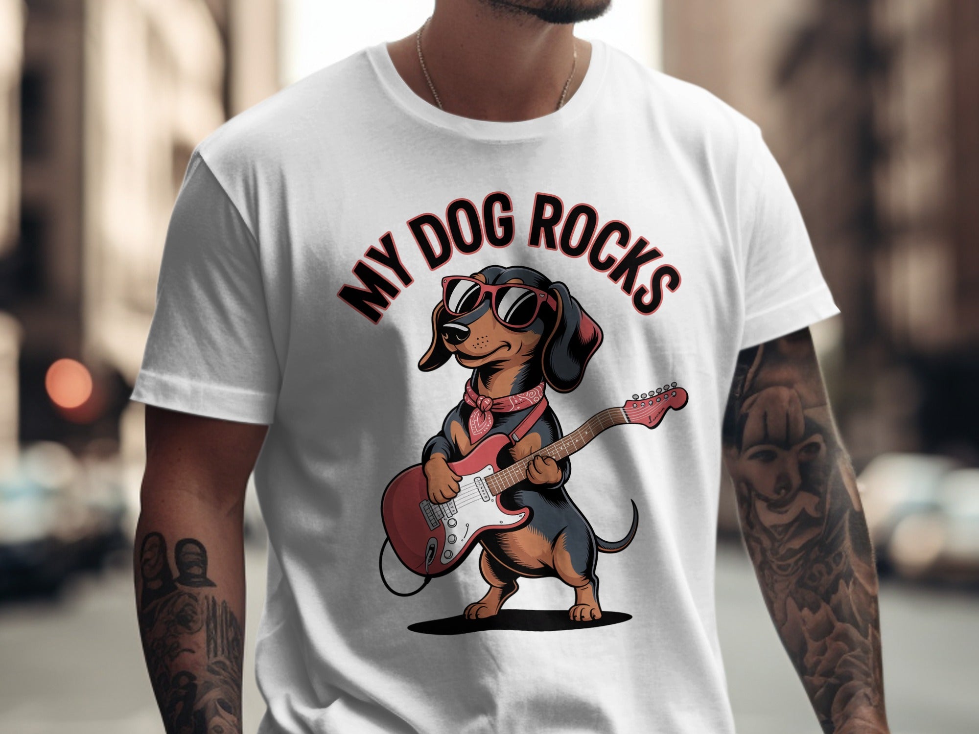 My Dog Rocks Tee, Dachshund Dog T-Shirt