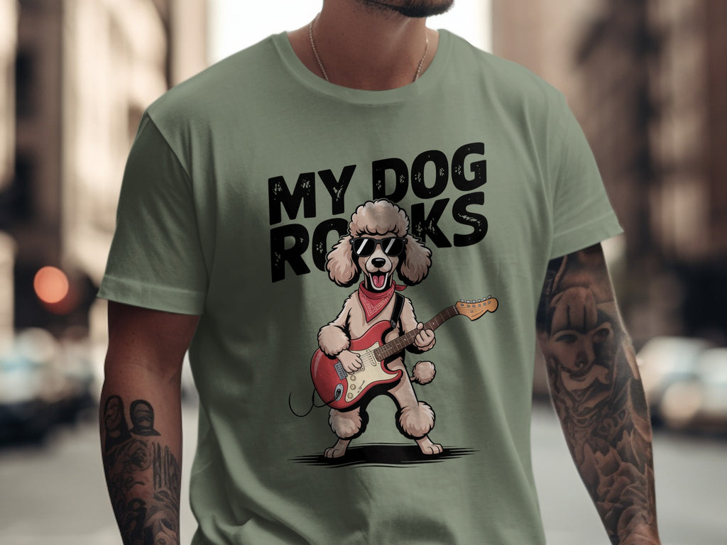 My Dog Rocks, Poodle Guitar T-Shirt