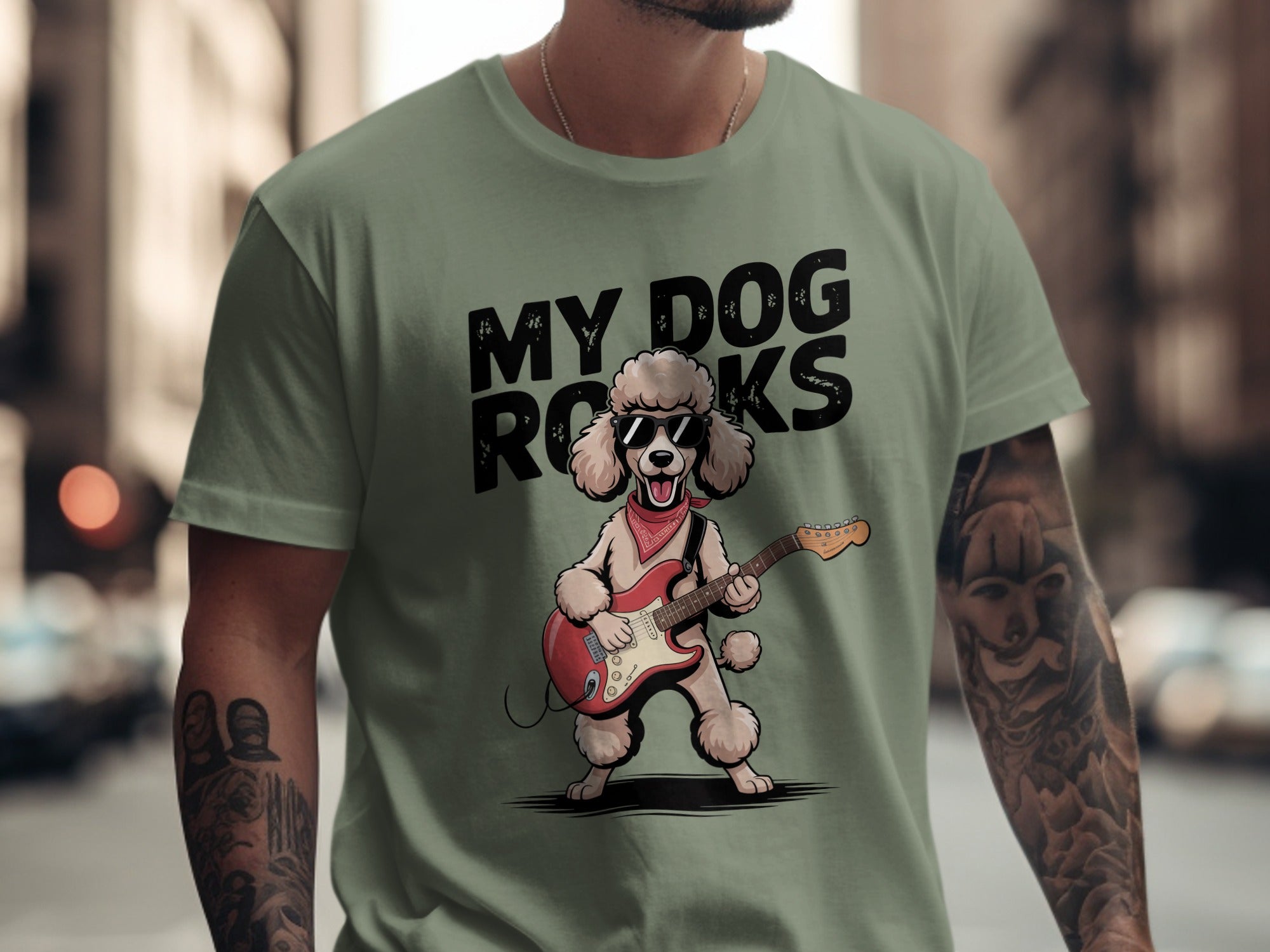 My Dog Rocks, Poodle Guitar T-Shirt