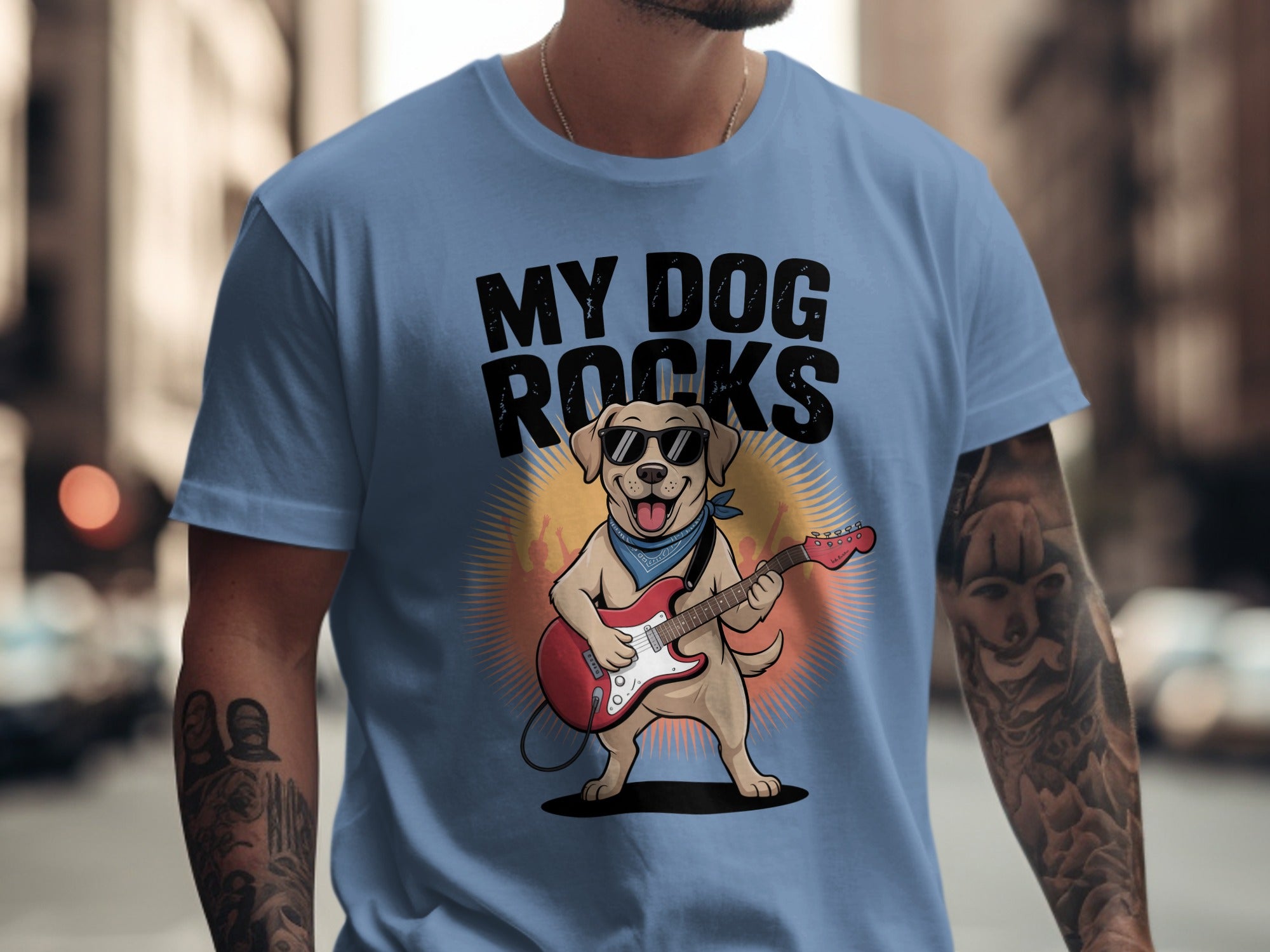 My Dog Rocks T-shirt | Labrador Retriever Playing Guitar Tee