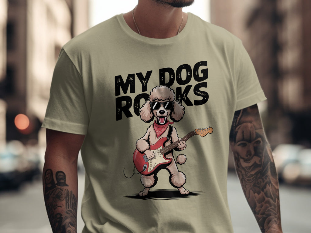 My Dog Rocks, Poodle Guitar T-Shirt