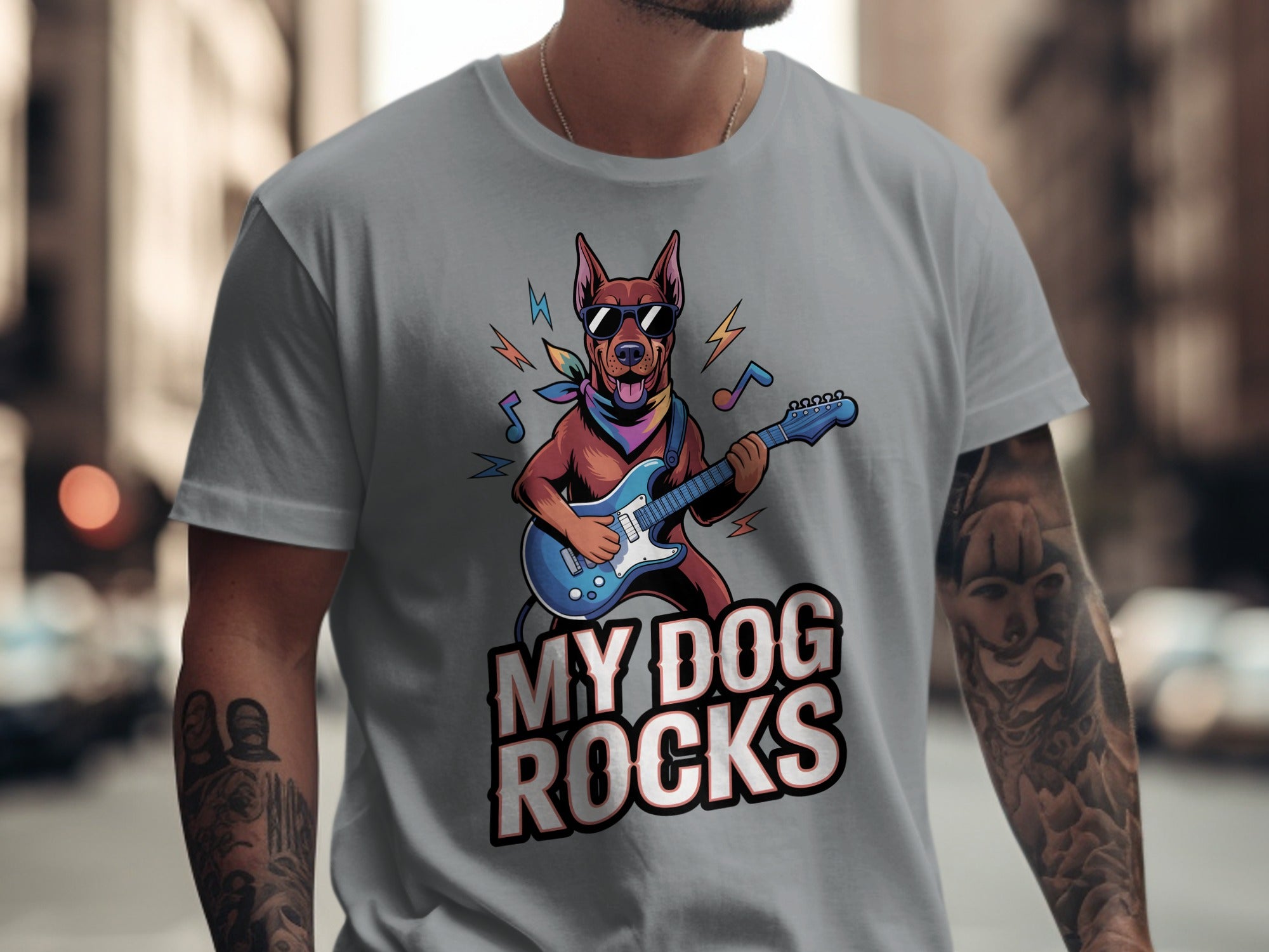 My Dog Rocks T-Shirts, Doberman Pinscher Guitar Tee