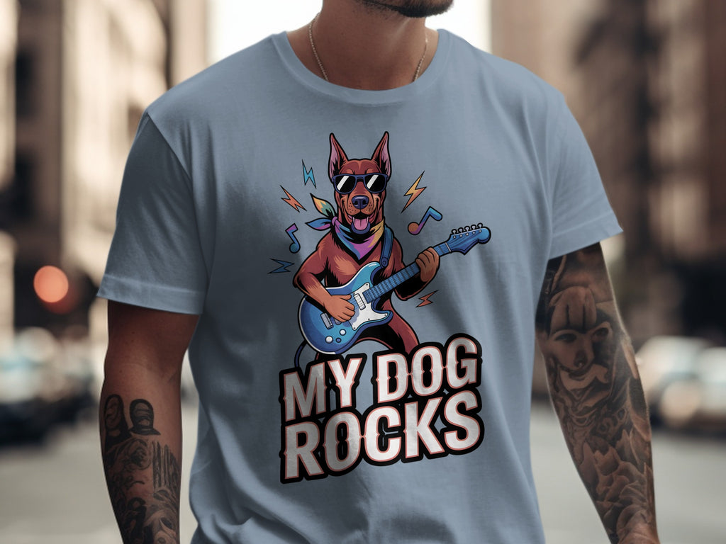 My Dog Rocks T-Shirts, Doberman Pinscher Guitar Tee