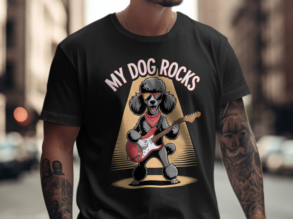 My Dog Rocks T-shirt, Poodle Playing Guitar Tee