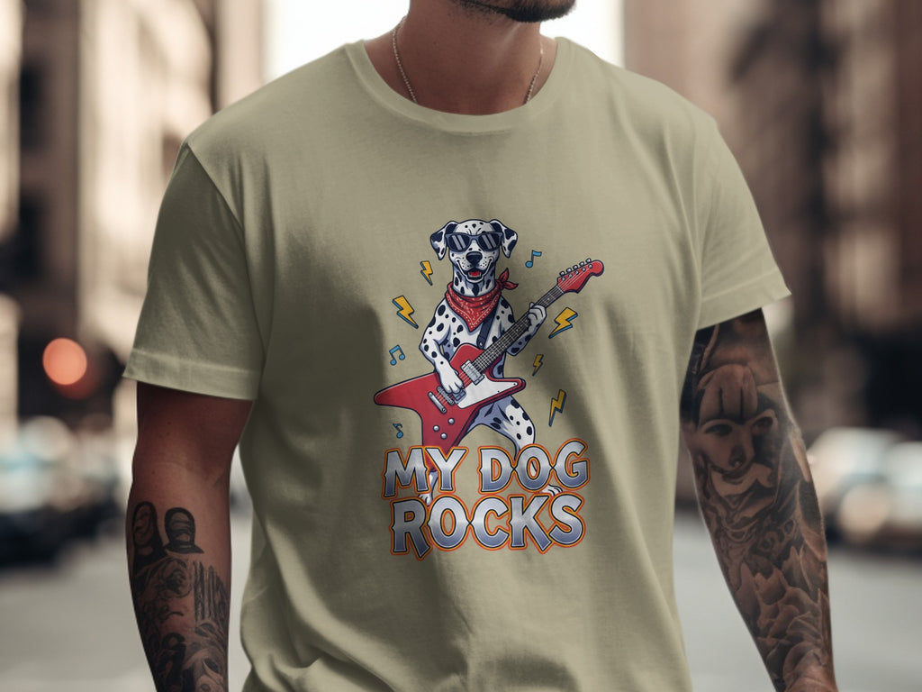 My Dog Rocks T-Shirt, Dalmatian Guitar Tee