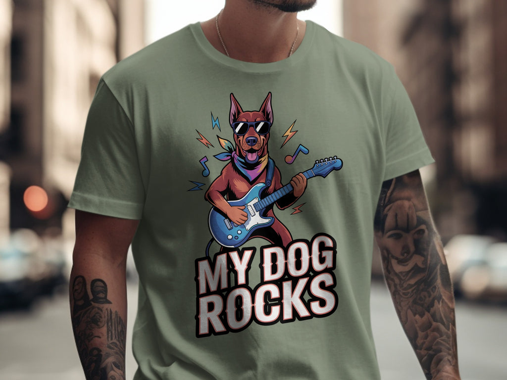 My Dog Rocks T-Shirts, Doberman Pinscher Guitar Tee