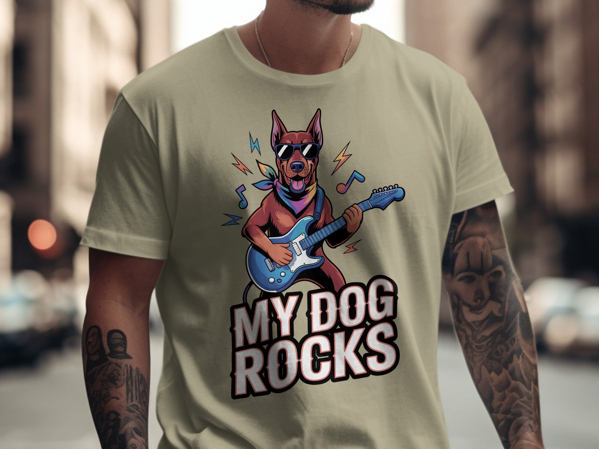 My Dog Rocks T-Shirts, Doberman Pinscher Guitar Tee