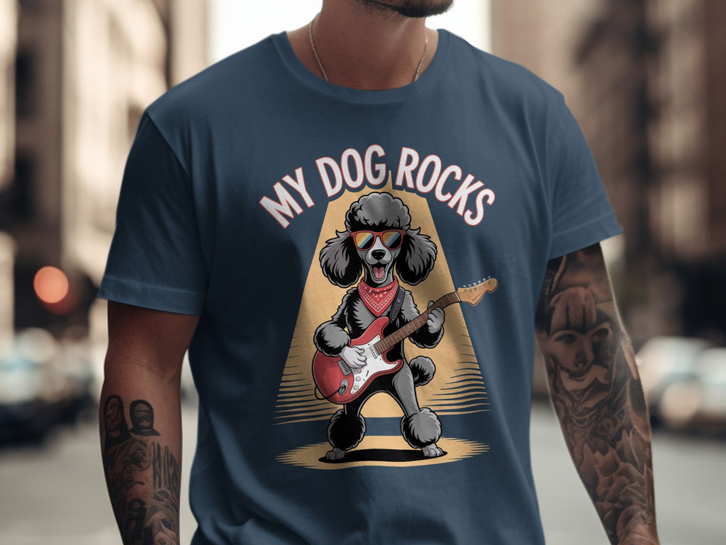 My Dog Rocks T-shirt, Poodle Playing Guitar Tee