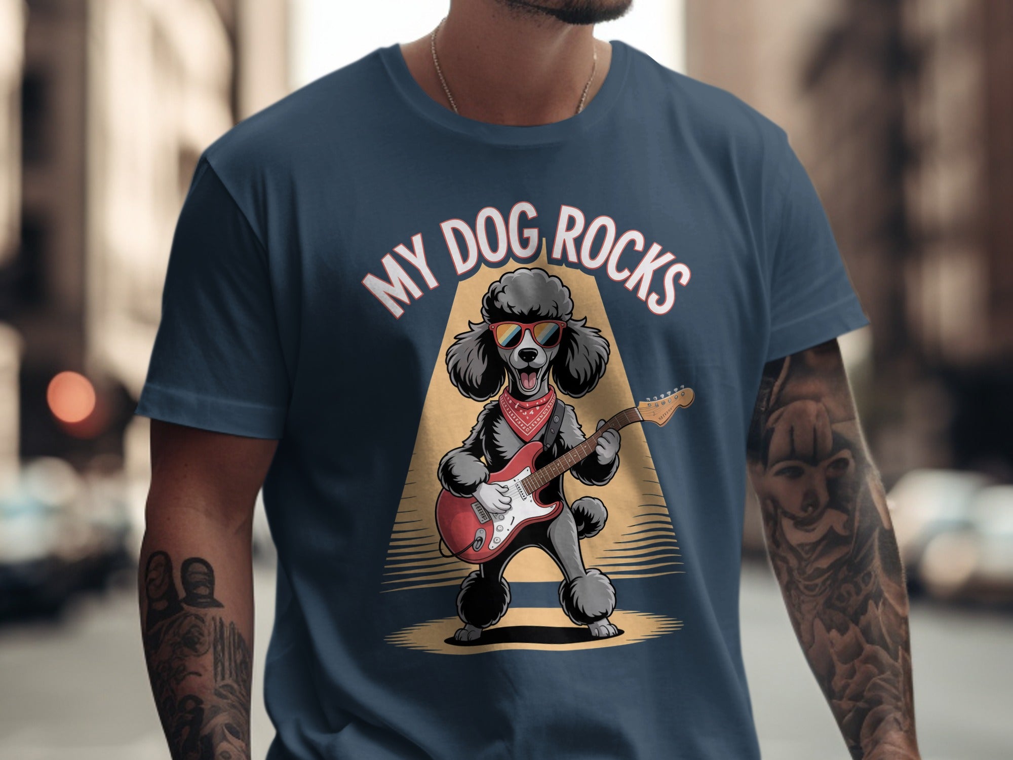 My Dog Rocks T-shirt, Poodle Playing Guitar Tee