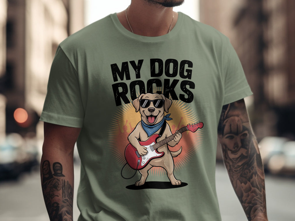 My Dog Rocks T-shirt | Labrador Retriever Playing Guitar Tee