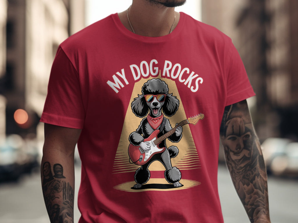My Dog Rocks T-shirt, Poodle Playing Guitar Tee