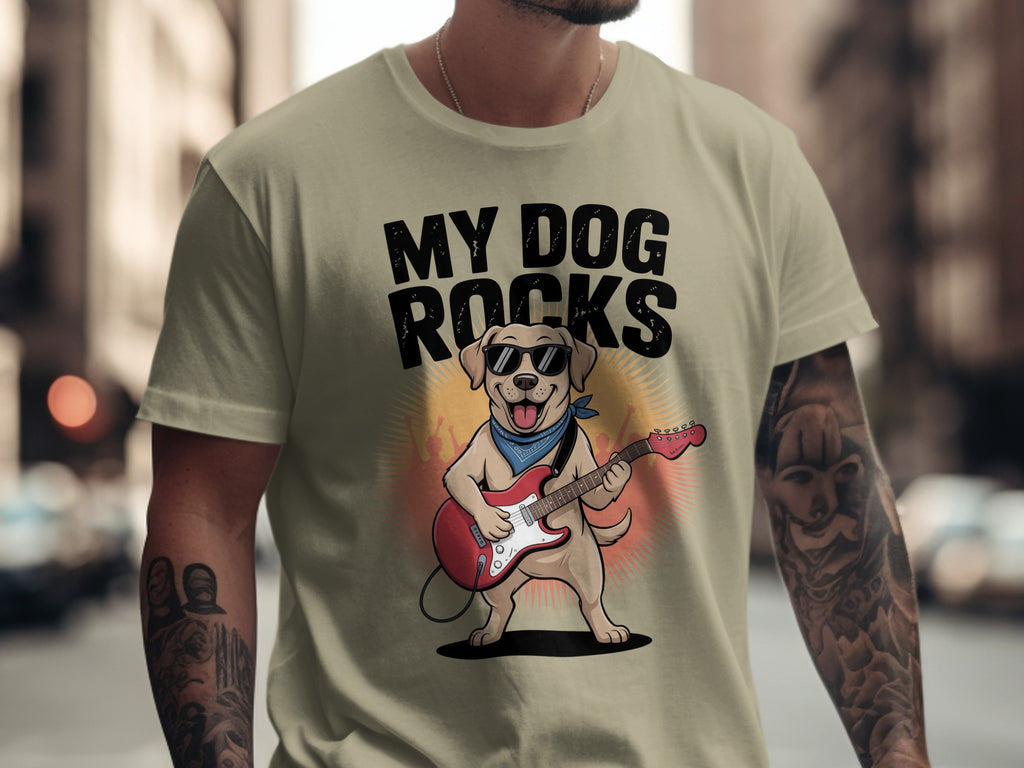 My Dog Rocks T-shirt | Labrador Retriever Playing Guitar Tee