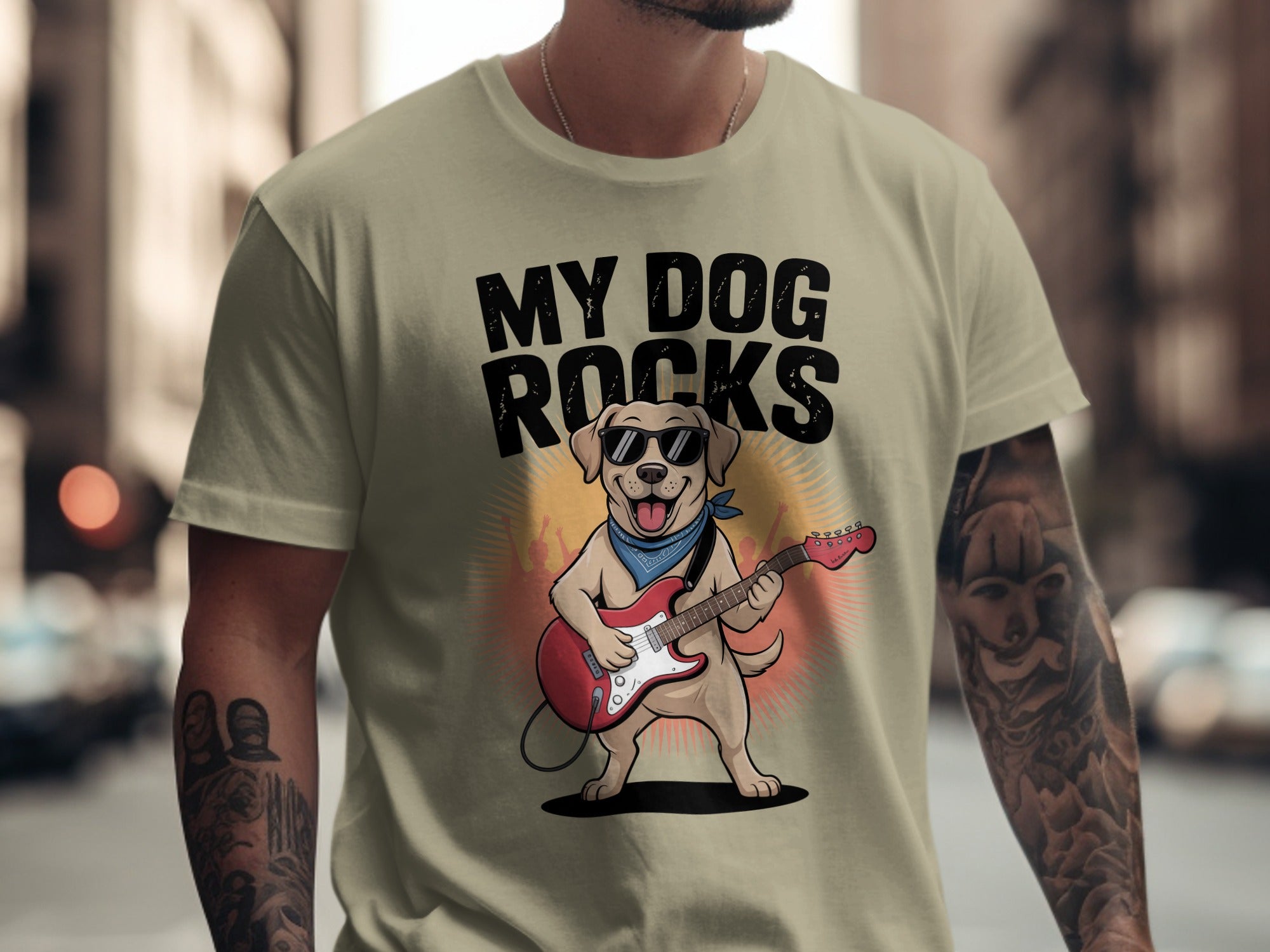 My Dog Rocks T-shirt | Labrador Retriever Playing Guitar Tee