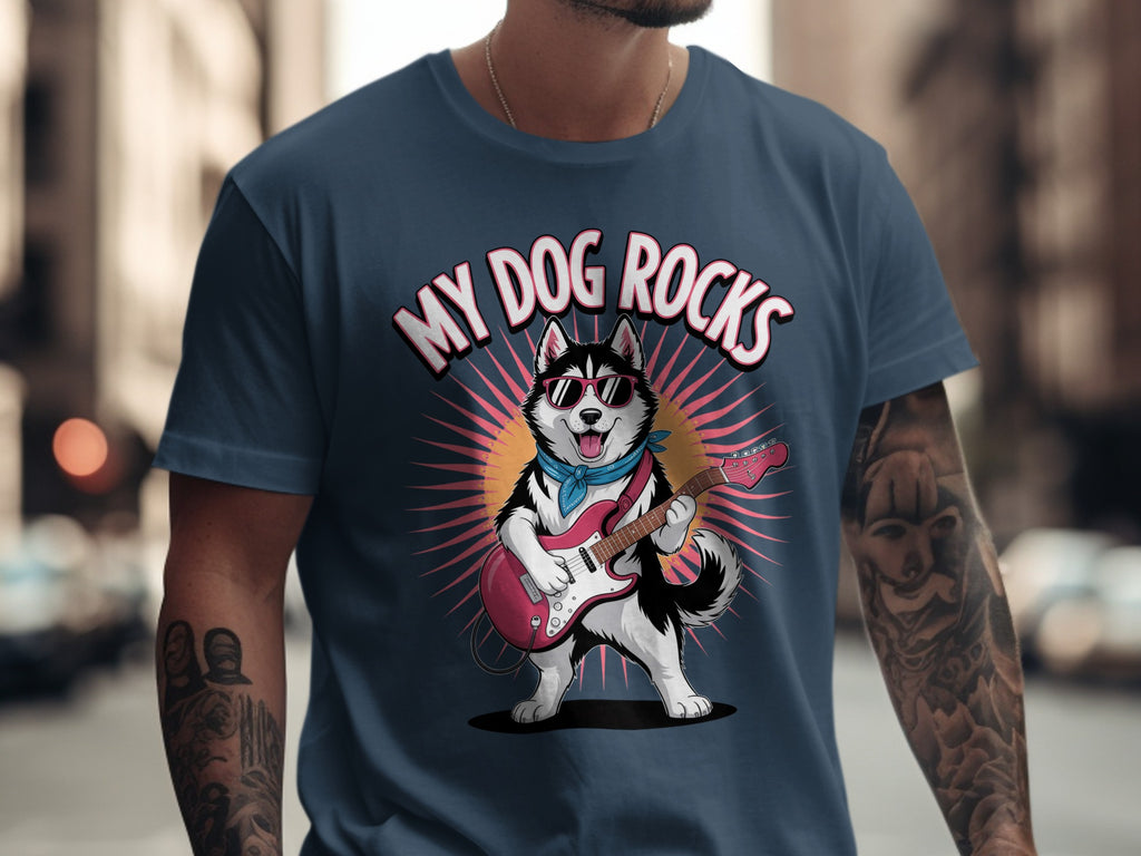 My Dog Rocks T-Shirt | Husky Playing Guitar Tee