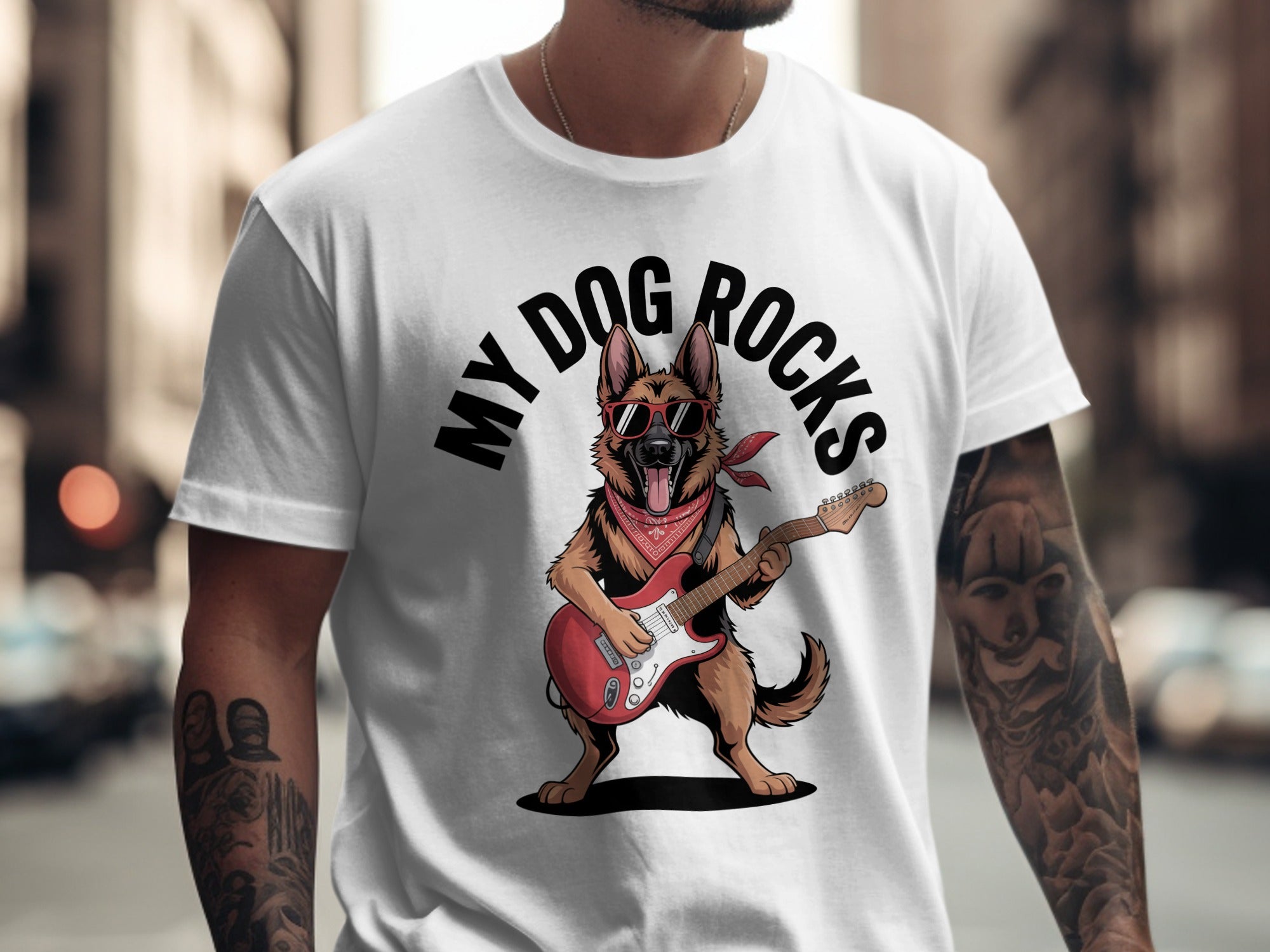 My Dog Rocks T-shirt | German Shepherd Rock & Roll Tee