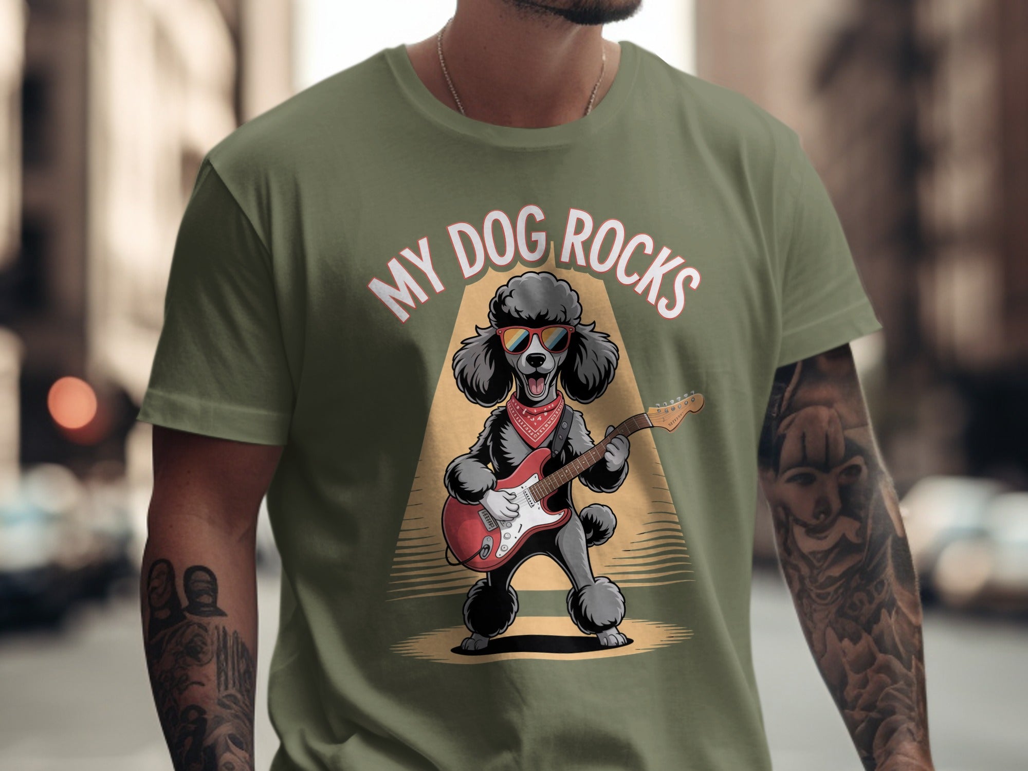 My Dog Rocks T-shirt, Poodle Playing Guitar Tee