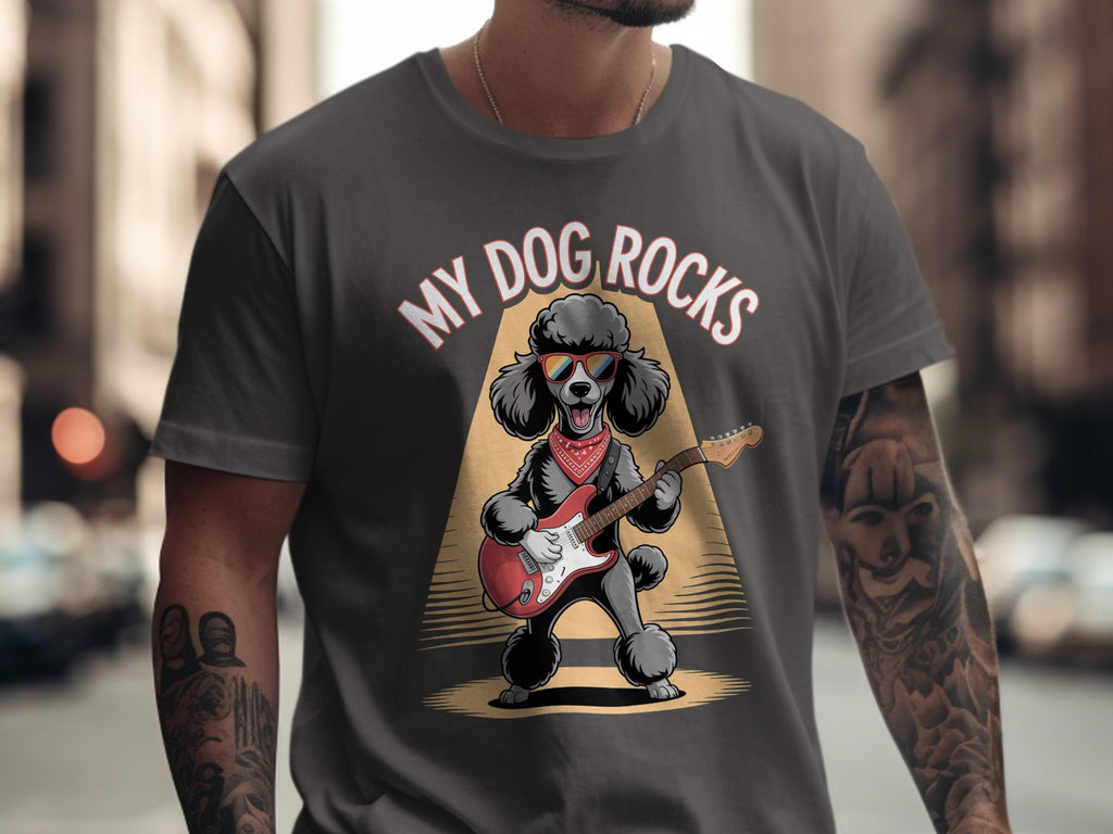 My Dog Rocks T-shirt, Poodle Playing Guitar Tee