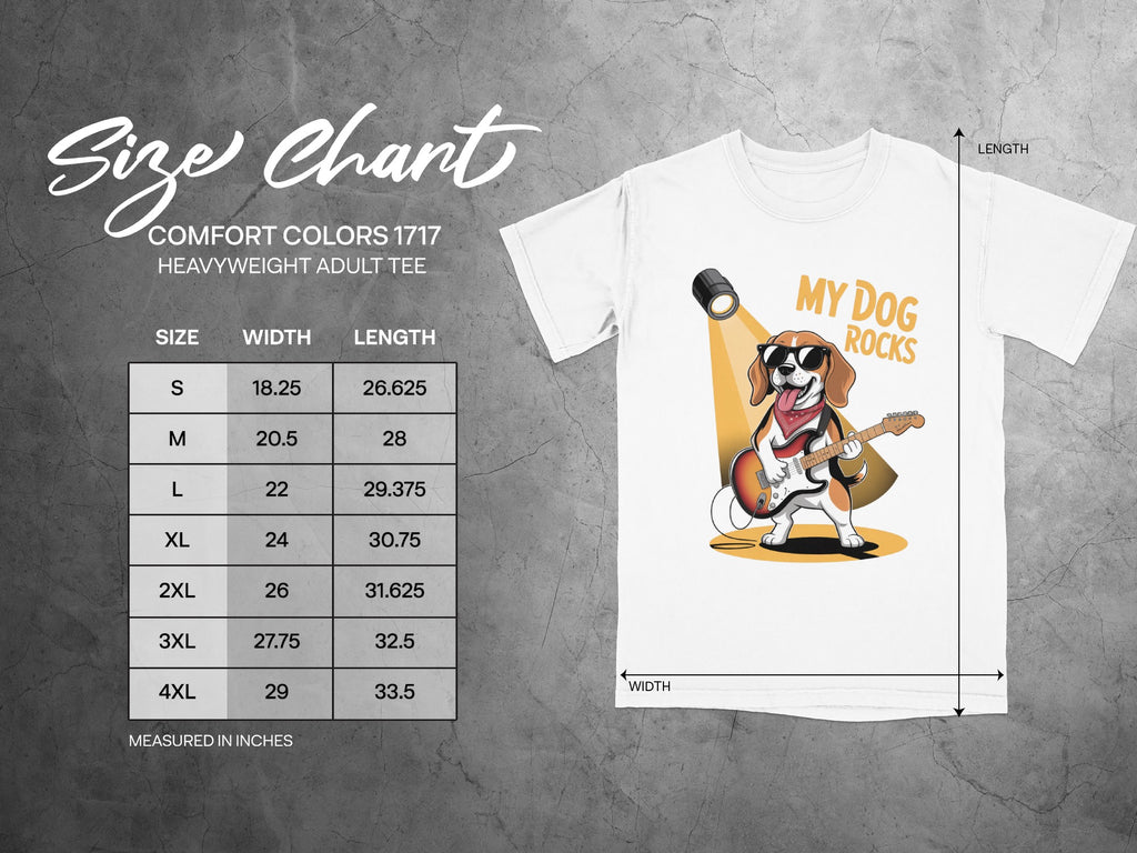 My Dog Rocks T-Shirt, Beagle Guitarist Tee
