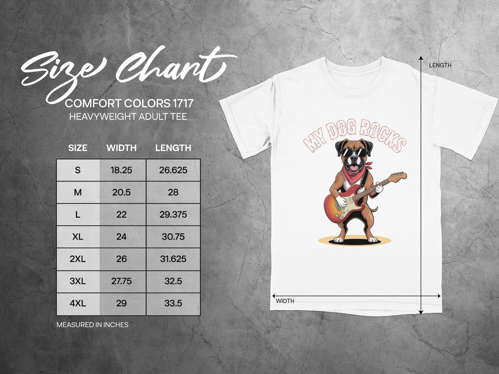 My Dog Rocks T-Shirt, Boxer Guitarist Graphic Tee