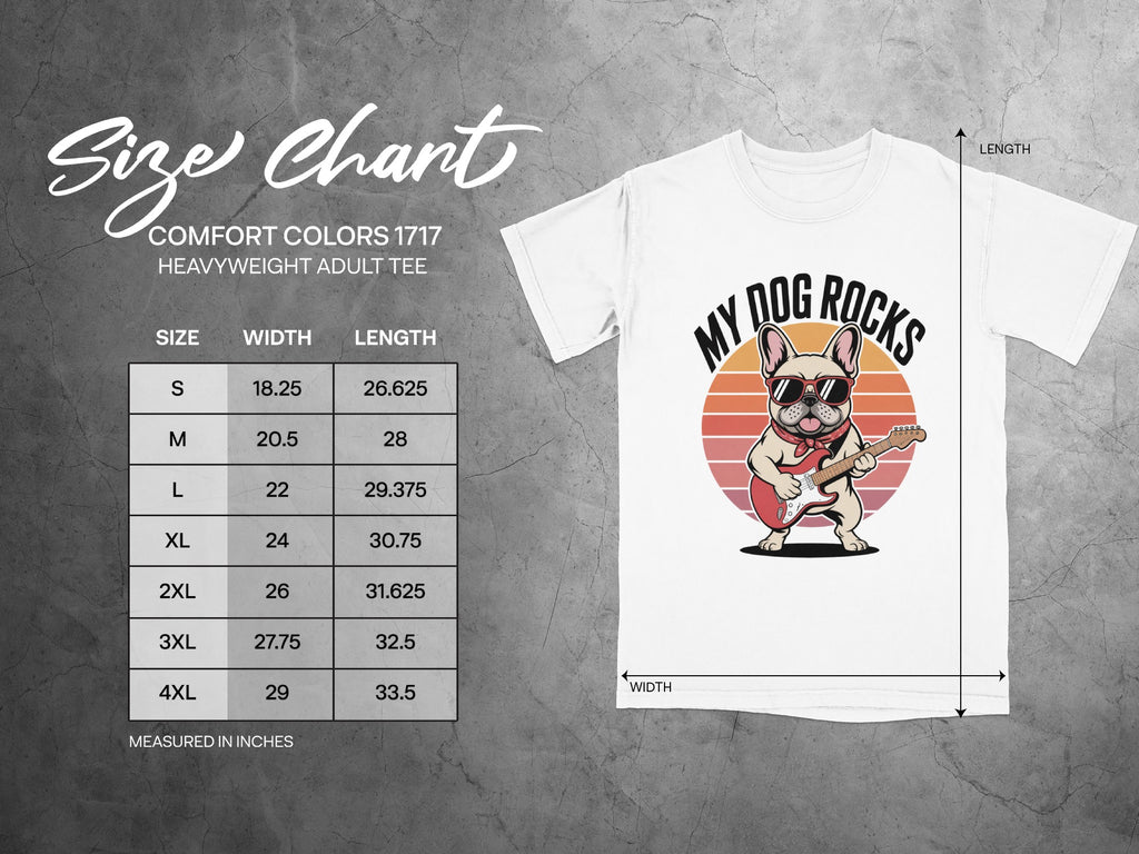 My Dog Rocks, French Bulldog Guitar T-Shirt