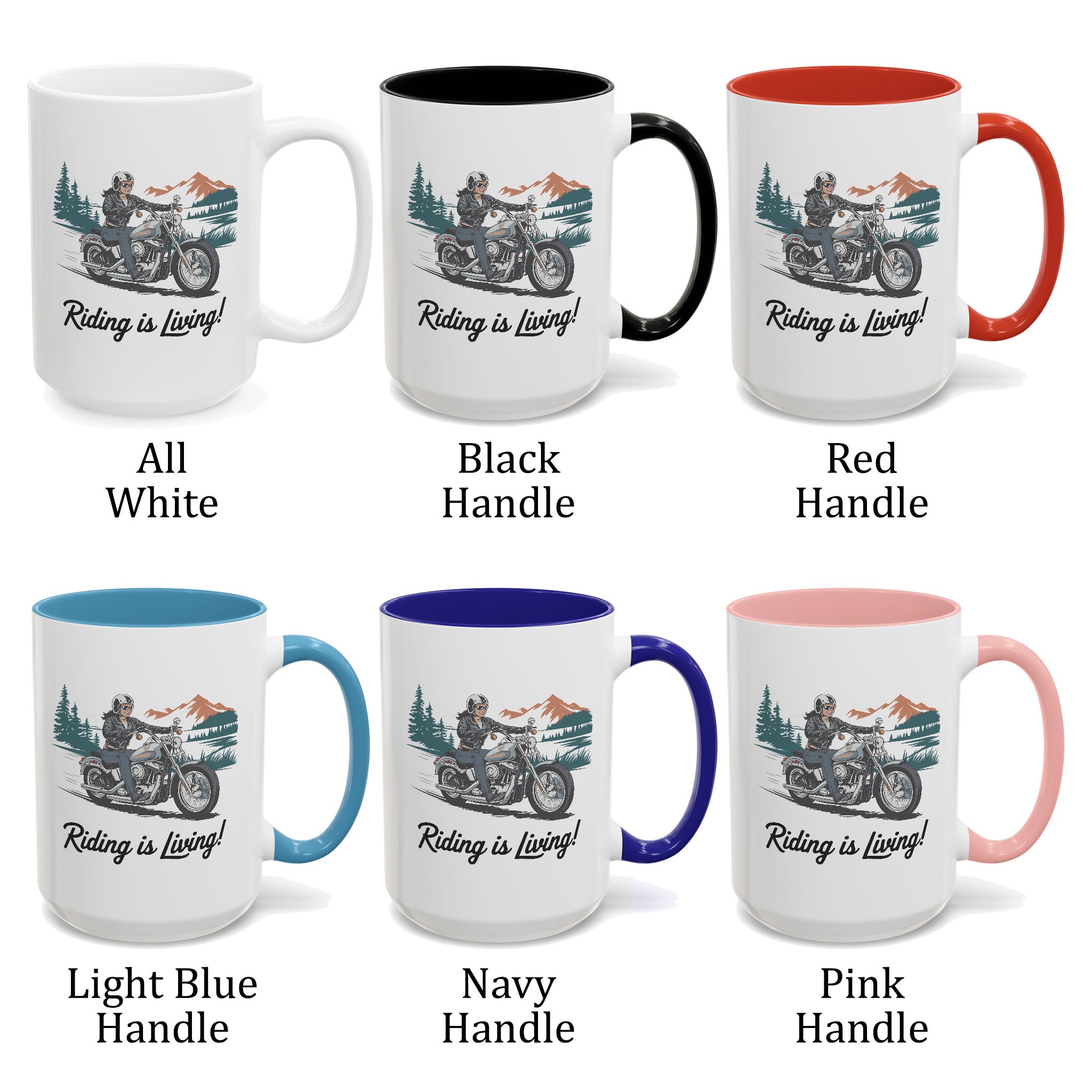 Riding is Living, Woman Motorcycle Rider Coffee Cup