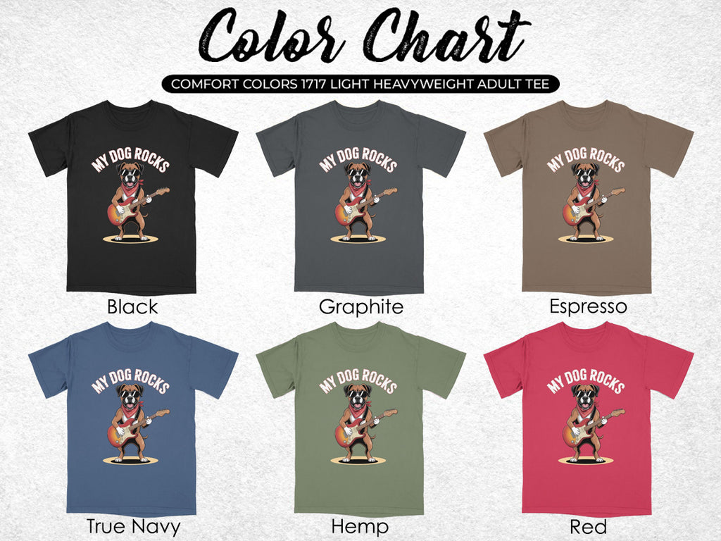 My Dog Rocks T-Shirt, Boxer Guitarist Graphic Tee