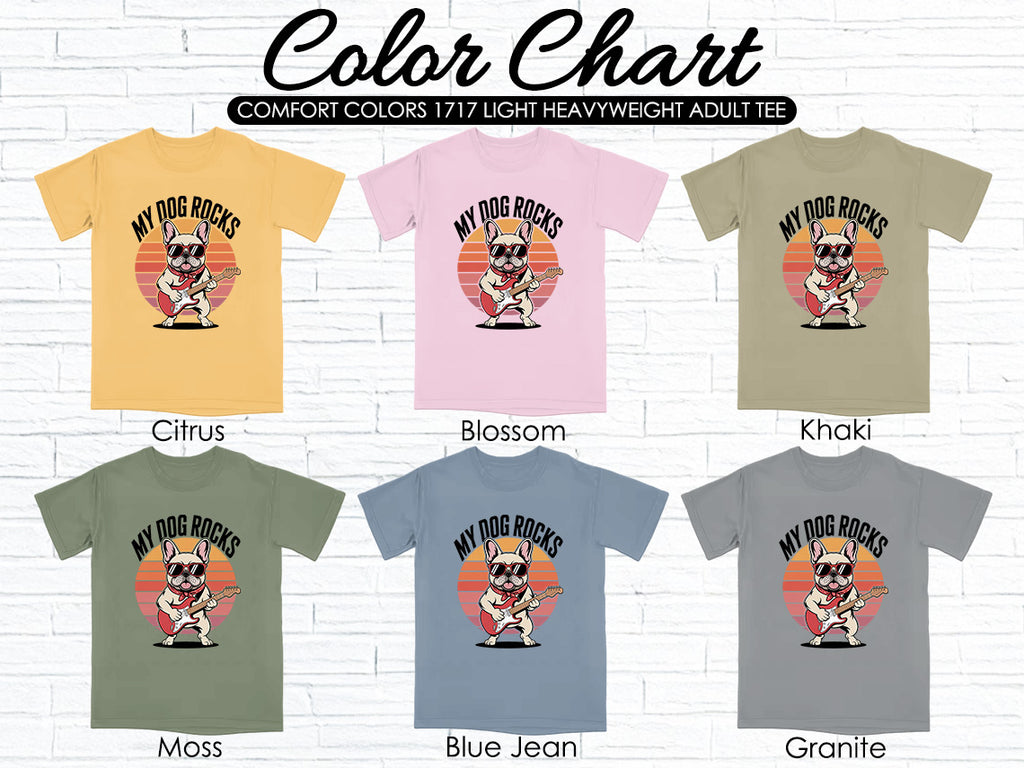 My Dog Rocks, French Bulldog Guitar T-Shirt