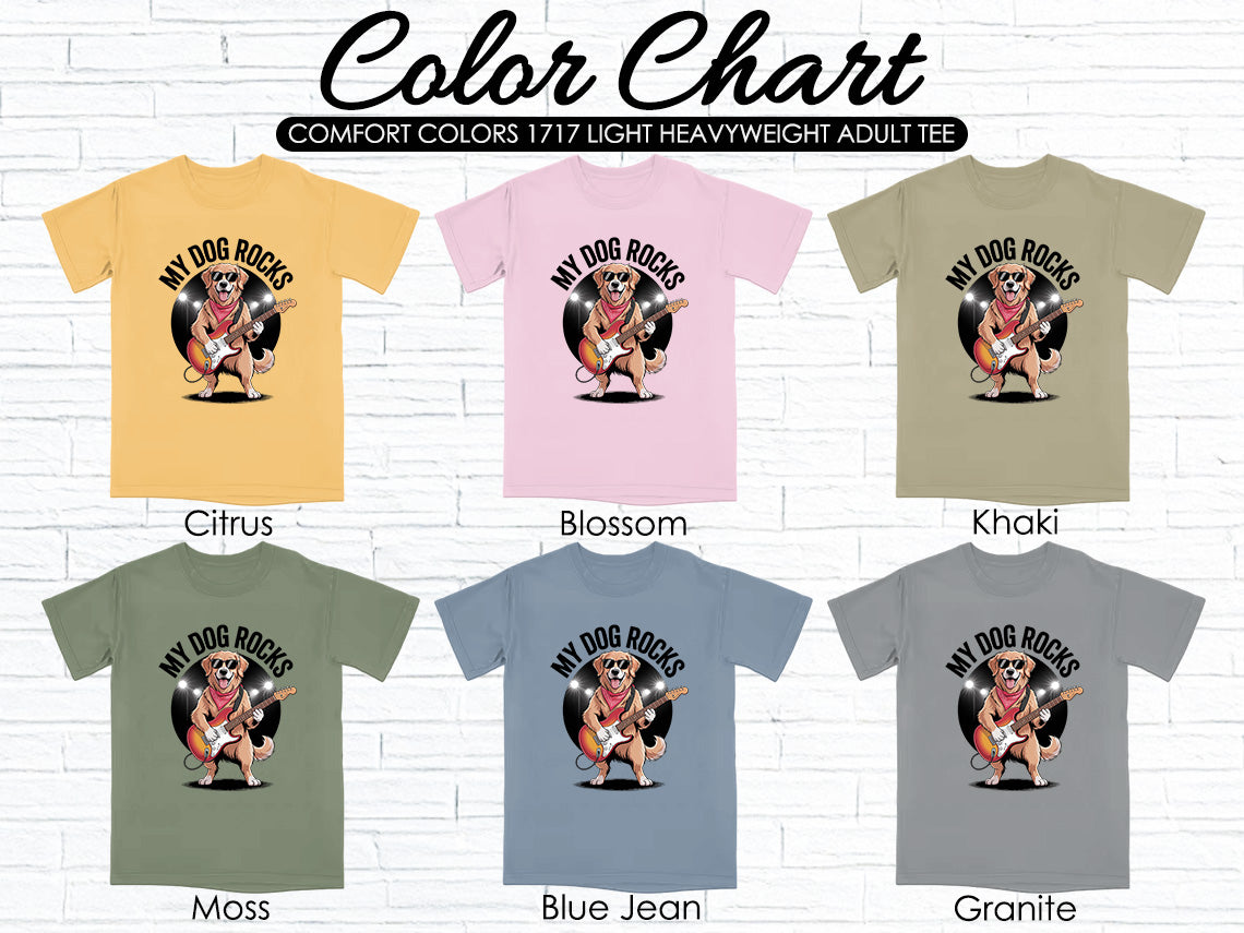 My Dog Rocks T-shirt, Golden Retriever Playing Guitar Tee