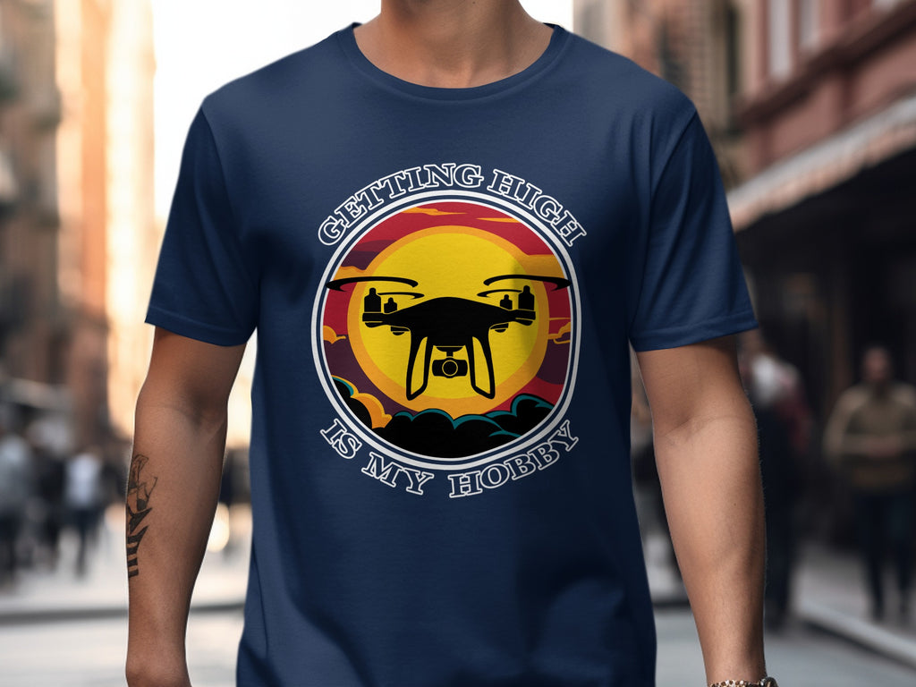 Getting High Is My Hobby Unisex Softstyle T-Shirt, Drone Graphic Tee, Gift for Quadcopter Pilots