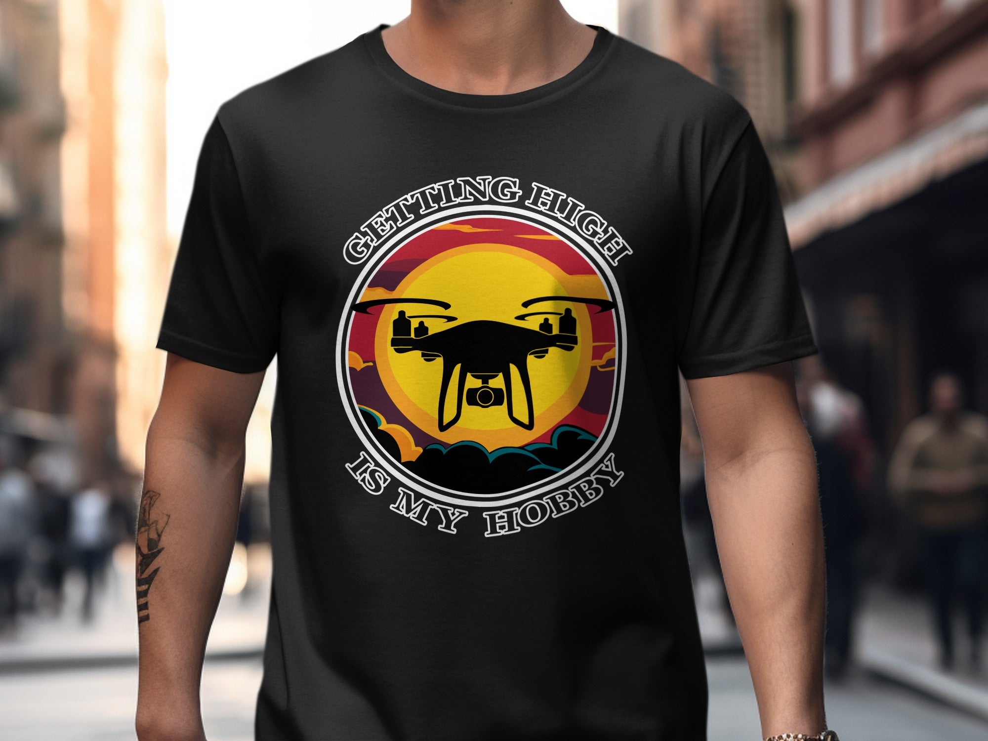 Getting High Is My Hobby Unisex Softstyle T-Shirt, Drone Graphic Tee, Gift for Quadcopter Pilots