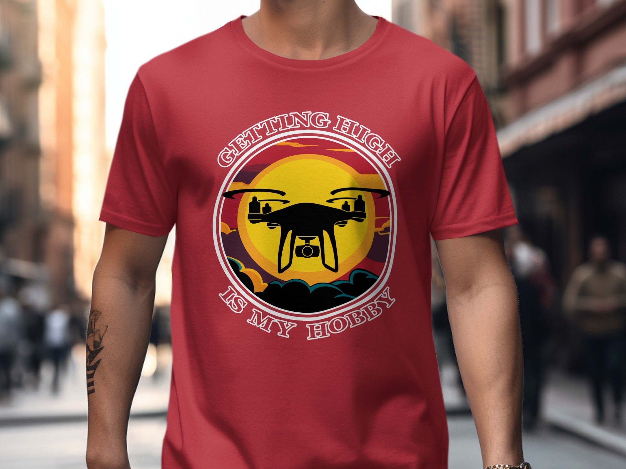 Getting High Is My Hobby Unisex Softstyle T-Shirt, Drone Graphic Tee, Gift for Quadcopter Pilots