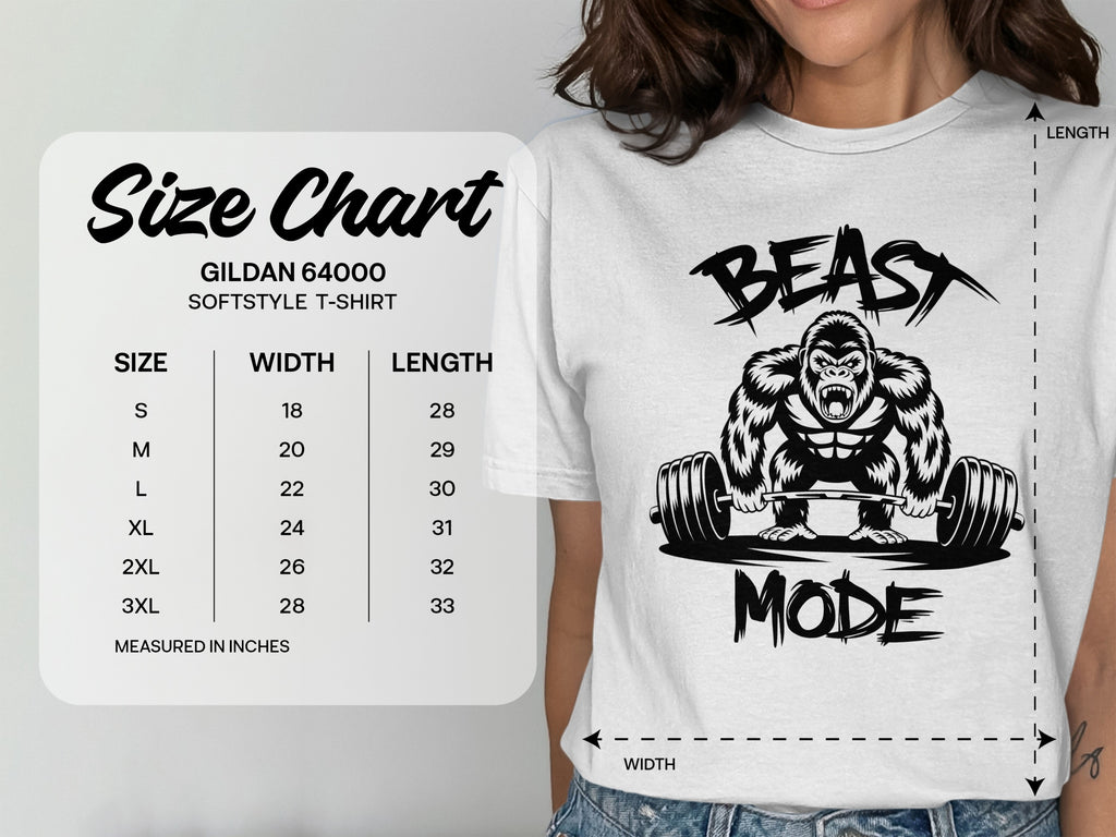 Beast Mode Exercise T-Shirt with a Gorilla Lifting Weights