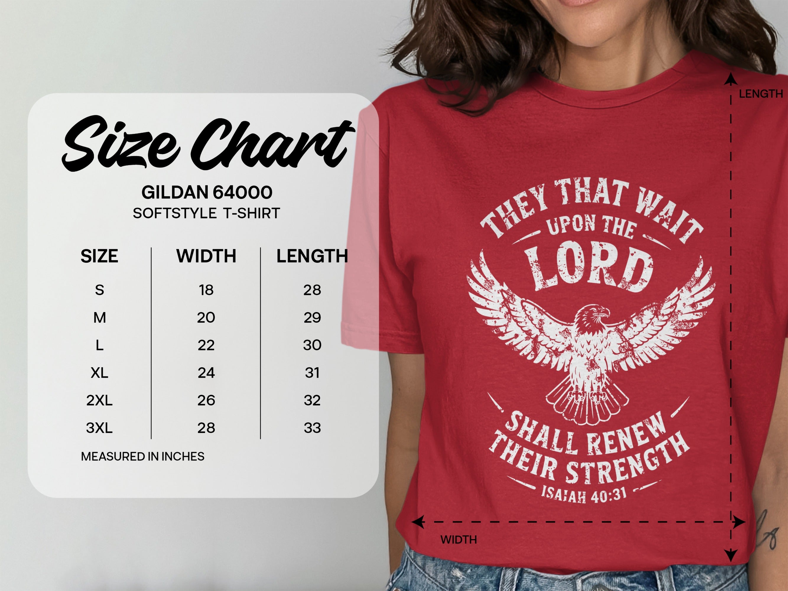 Isaiah 40:31 T-shirt, They That Wait Upon The LORD Shall Renew Their Strength, White Ink