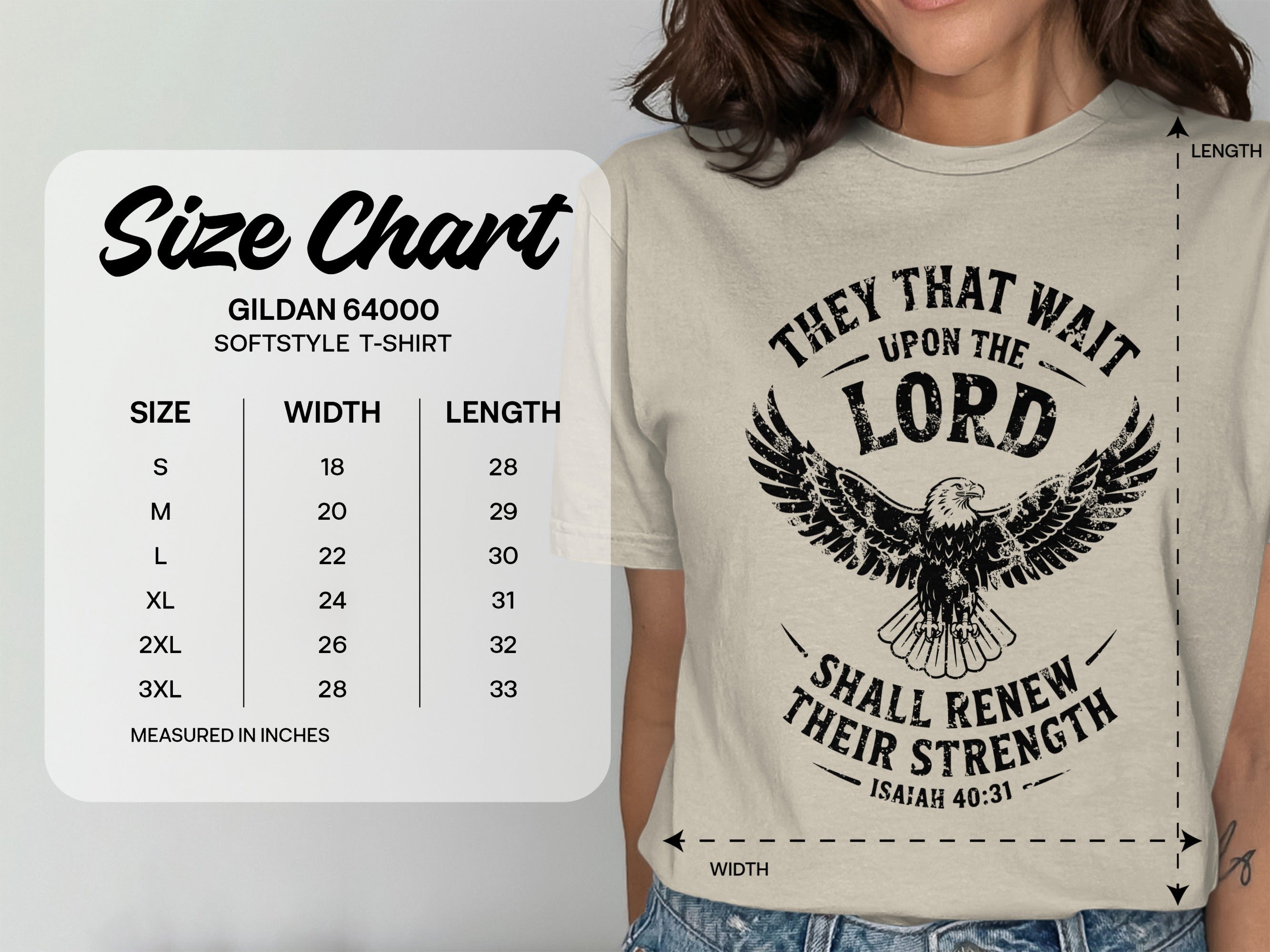 Isaiah 40:31 T-shirt, They That Wait Upon The LORD Shall Renew Their Strength, Black Ink