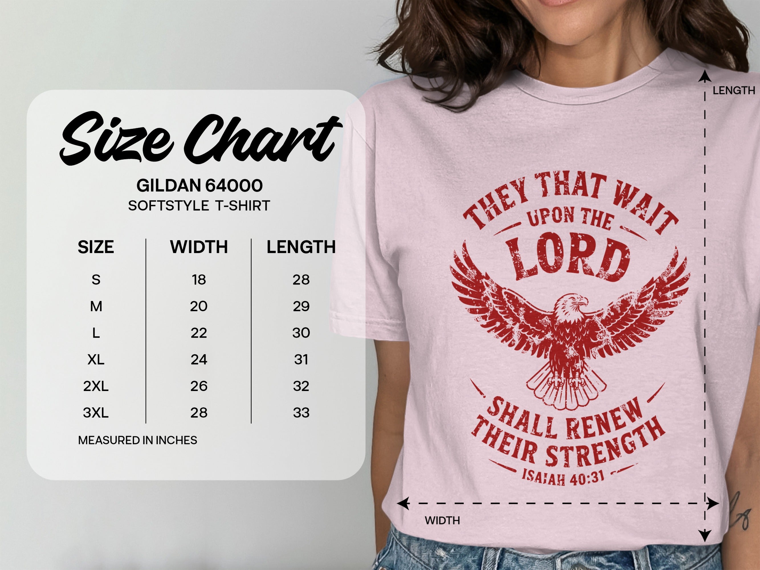 Isaiah 40:31 T-shirt, They That Wait Upon The LORD Shall Renew Their Strength, Red Ink