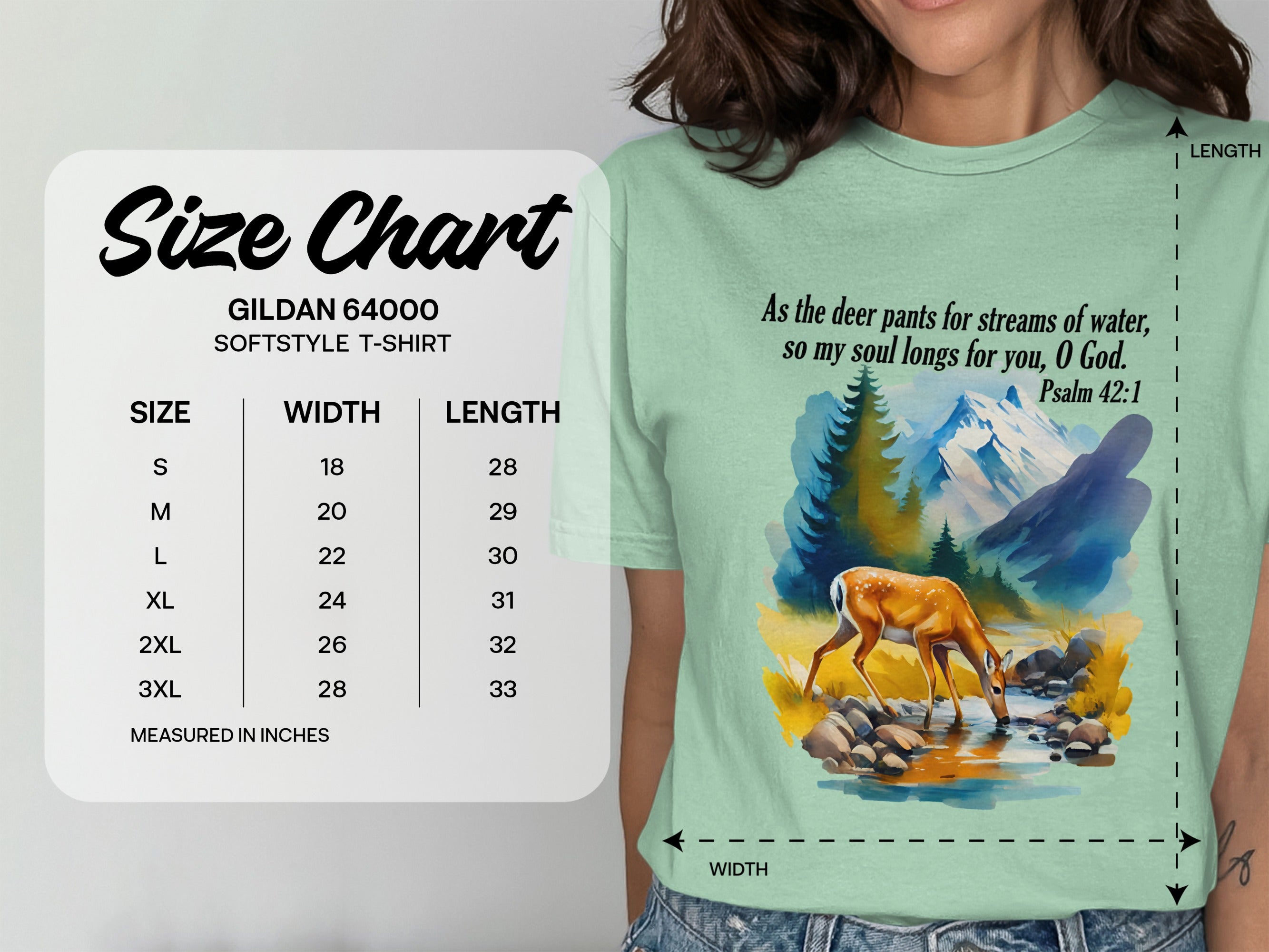 As The Deer Pants For Streams of Water, So My Soul Longs for You O God, Psalm 42:1 Bible Verse T-Shirt