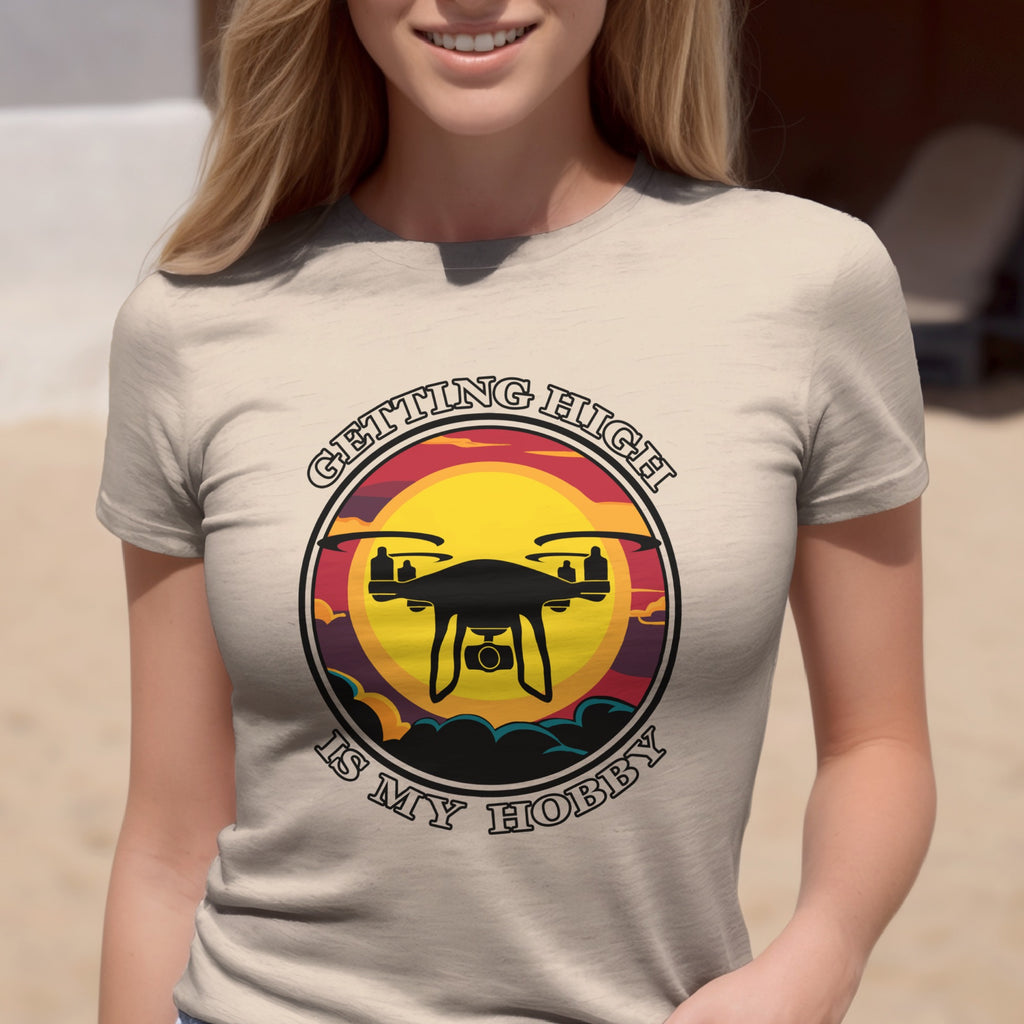 Getting High Is My Hobby Unisex Softstyle T-Shirt, Drone Graphic Tee, Gift for Quadcopter Pilots