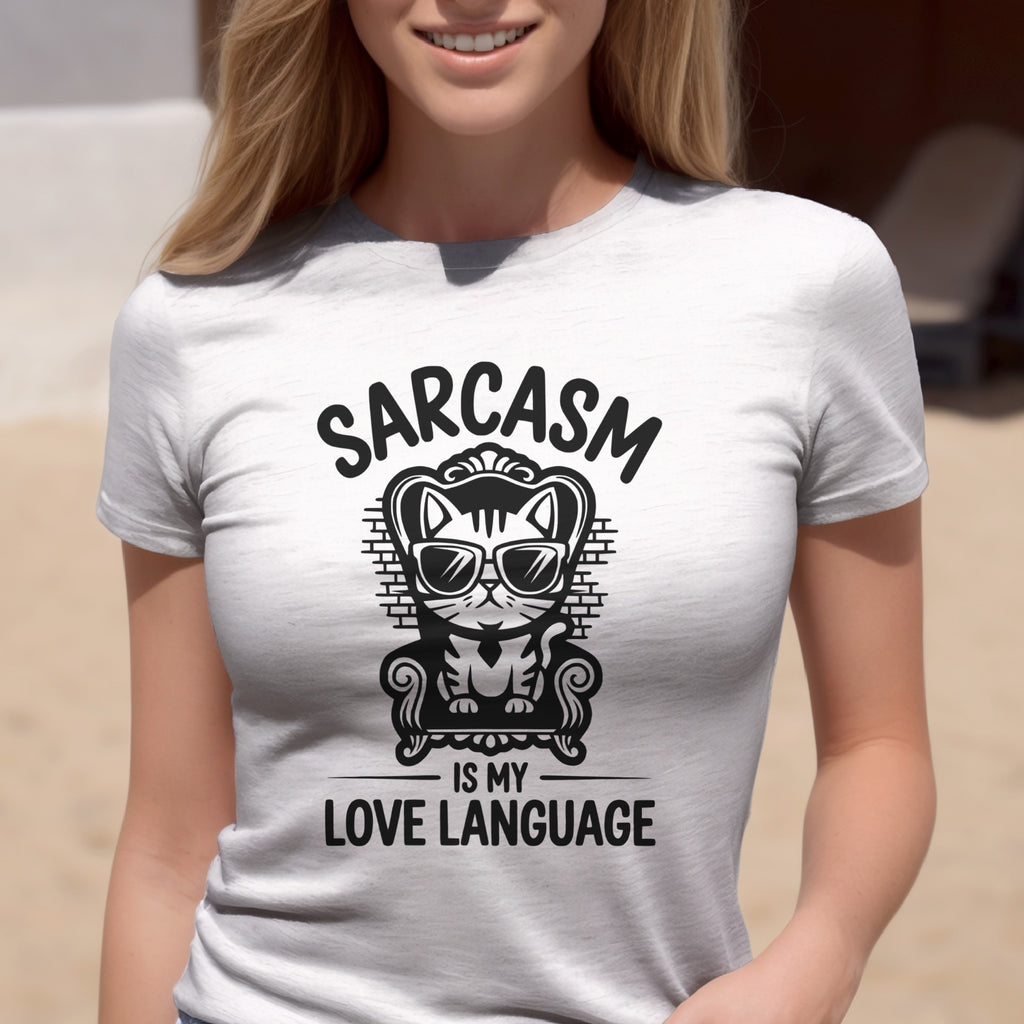 Sarcasm Is My Love Language Funny Cat T-Shirt