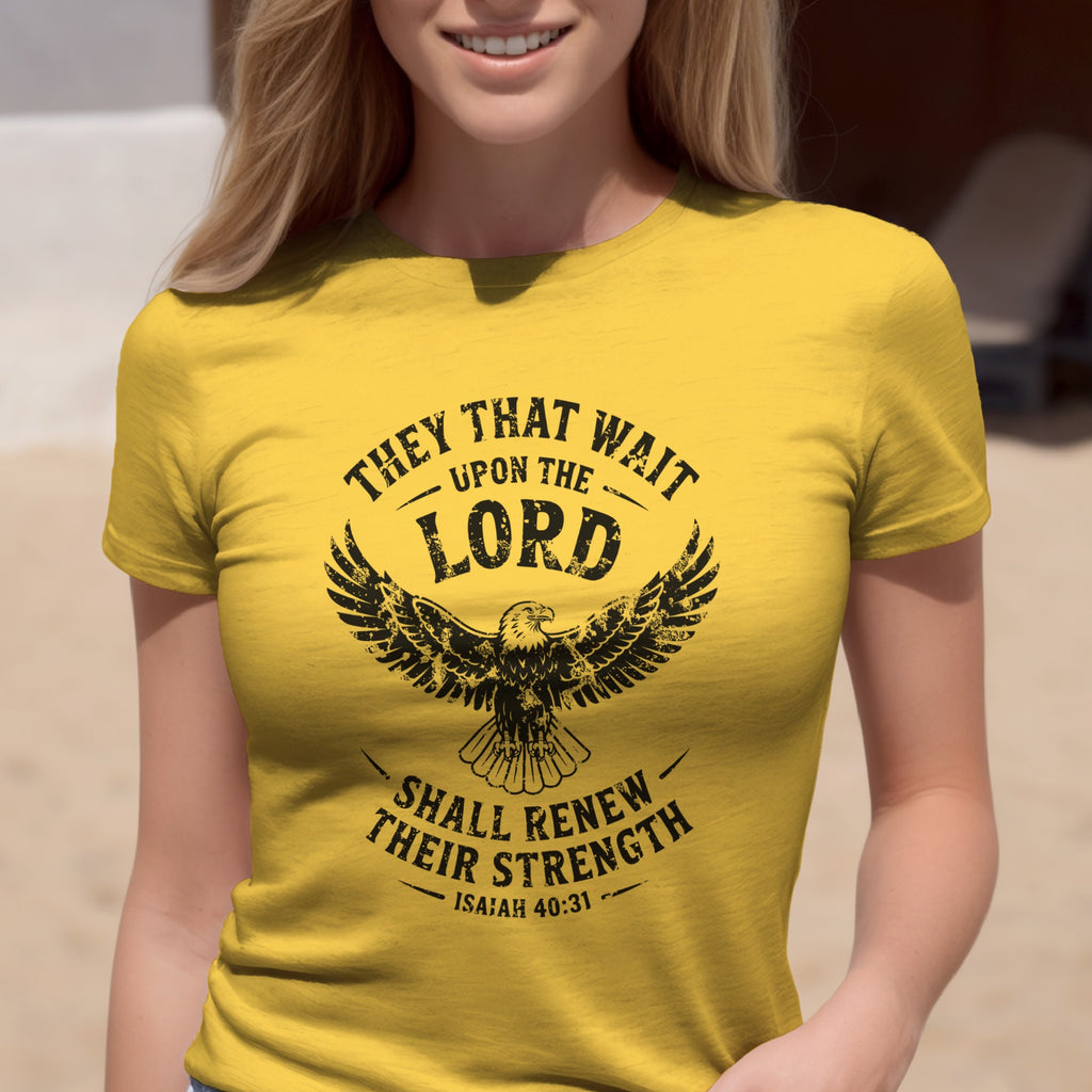 Isaiah 40:31 T-shirt, They That Wait Upon The LORD Shall Renew Their Strength, Black Ink