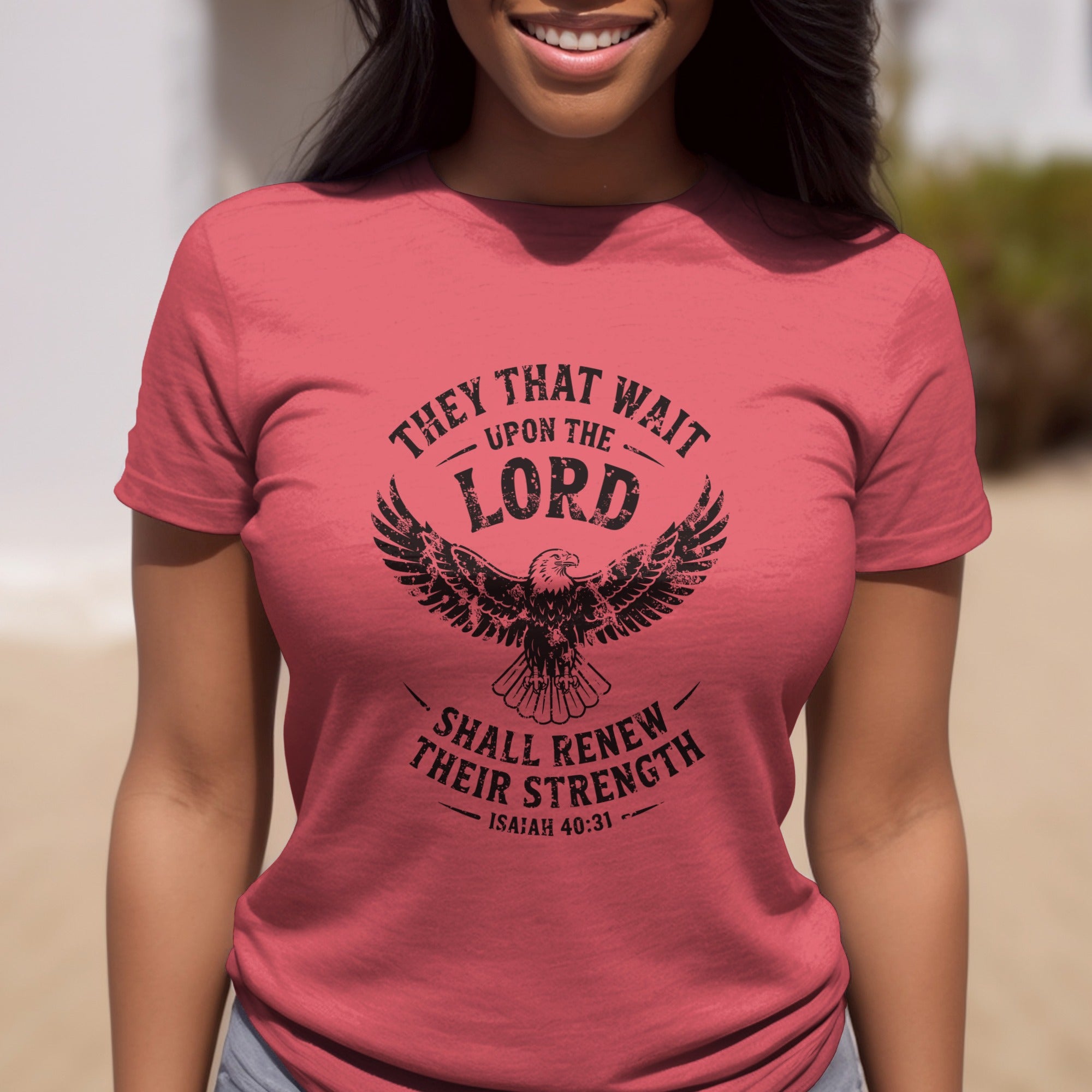 Isaiah 40:31 T-shirt, They That Wait Upon The LORD Shall Renew Their Strength, Black Ink