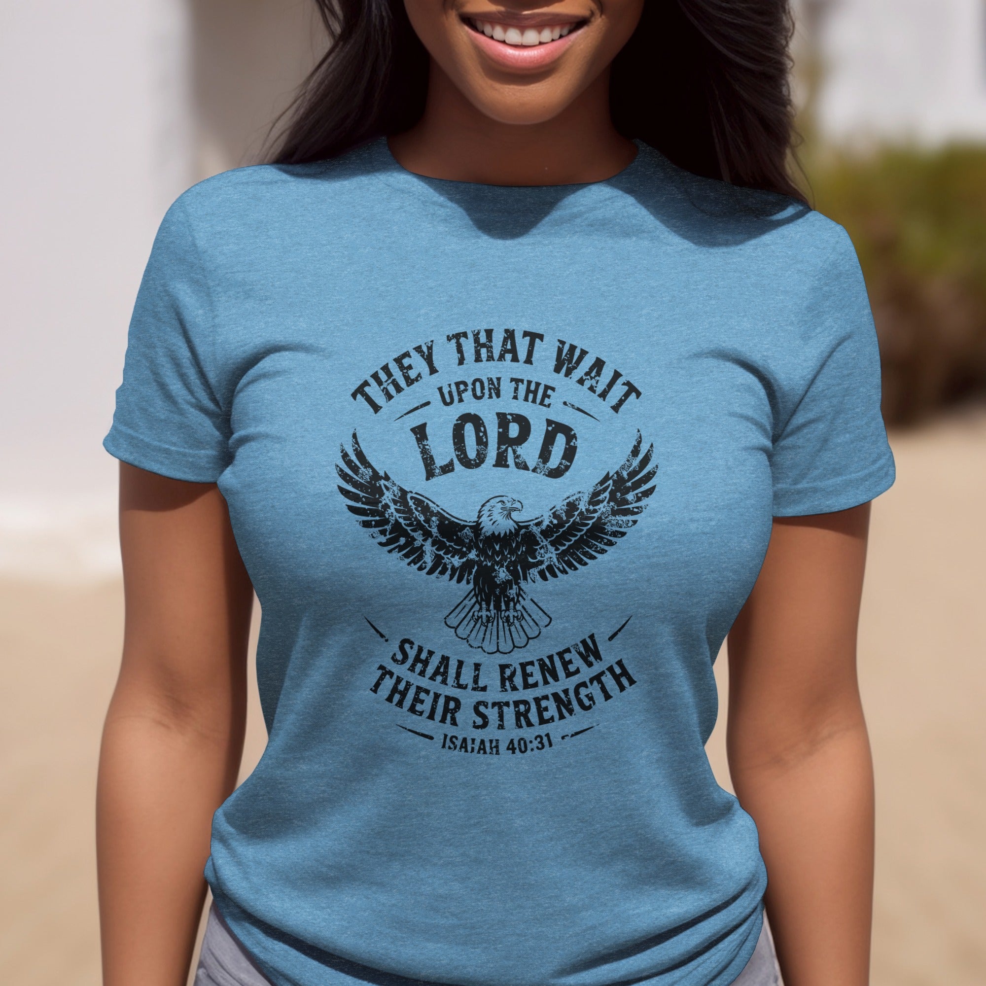 Isaiah 40:31 T-shirt, They That Wait Upon The LORD Shall Renew Their Strength, Black Ink