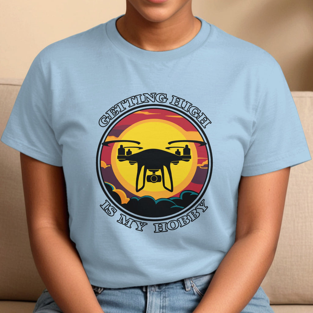 Getting High Is My Hobby Unisex Softstyle T-Shirt, Drone Graphic Tee, Gift for Quadcopter Pilots
