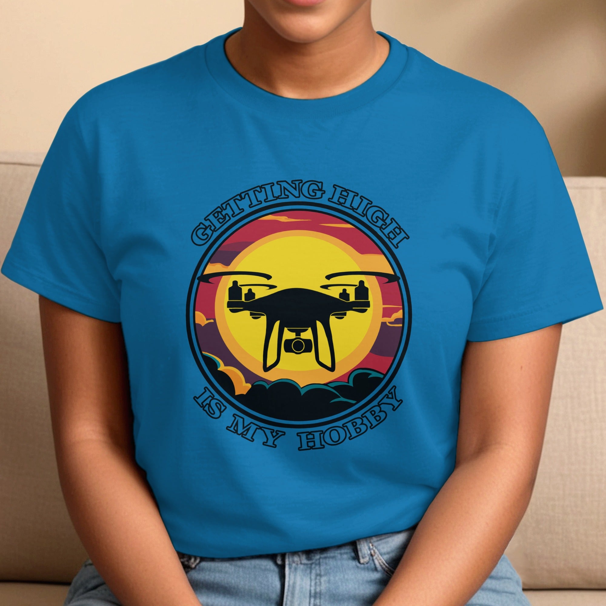 Getting High Is My Hobby Unisex Softstyle T-Shirt, Drone Graphic Tee, Gift for Quadcopter Pilots